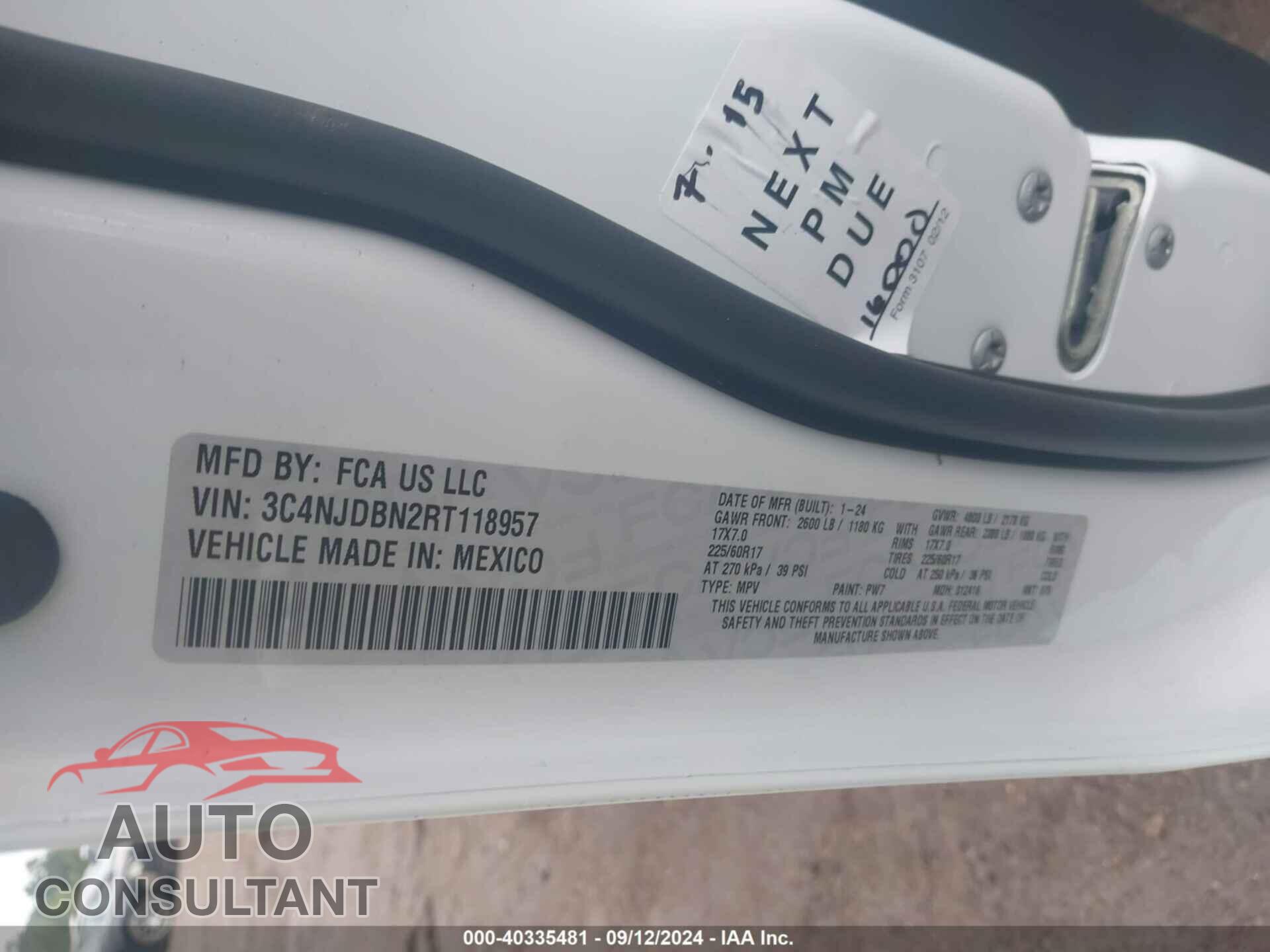 JEEP COMPASS 2024 - 3C4NJDBN2RT118957