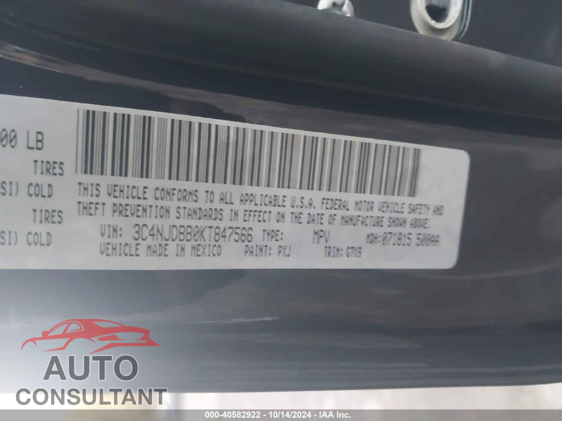 JEEP COMPASS 2019 - 3C4NJDBB0KT847566
