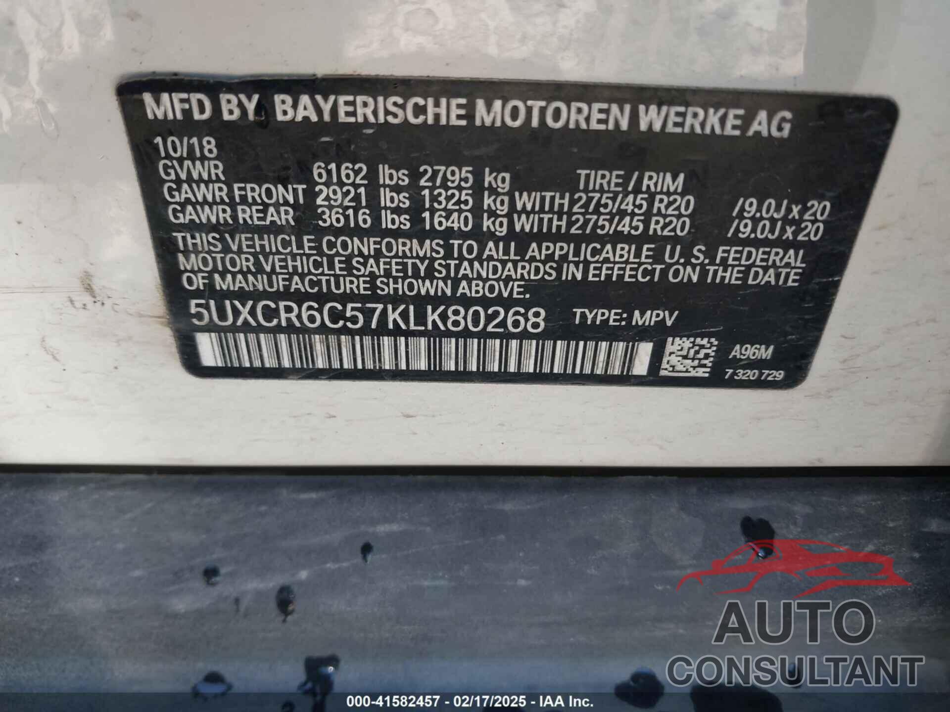 BMW X5 2019 - 5UXCR6C57KLK80268