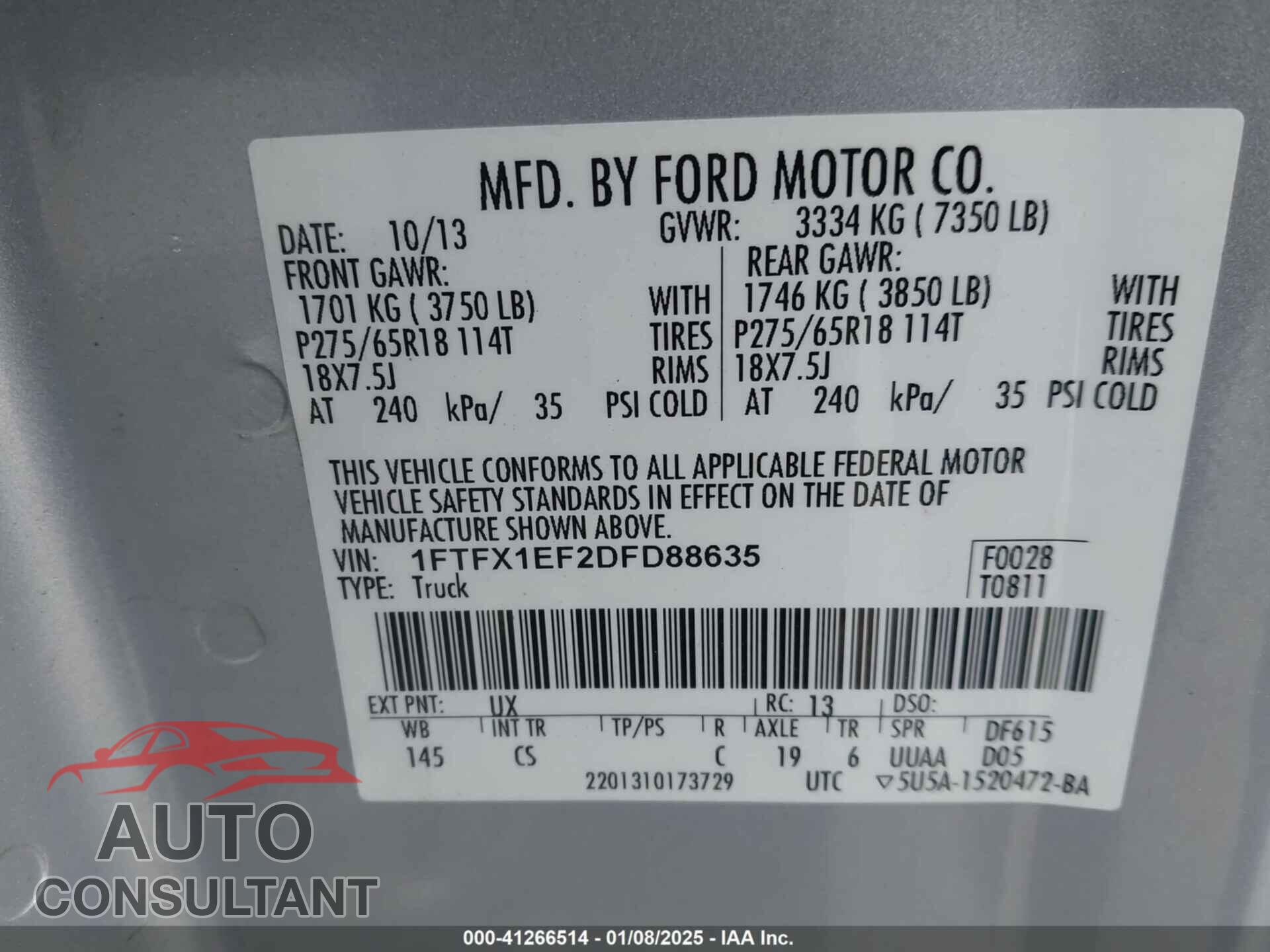 FORD F-150 2013 - 1FTFX1EF2DFD88635