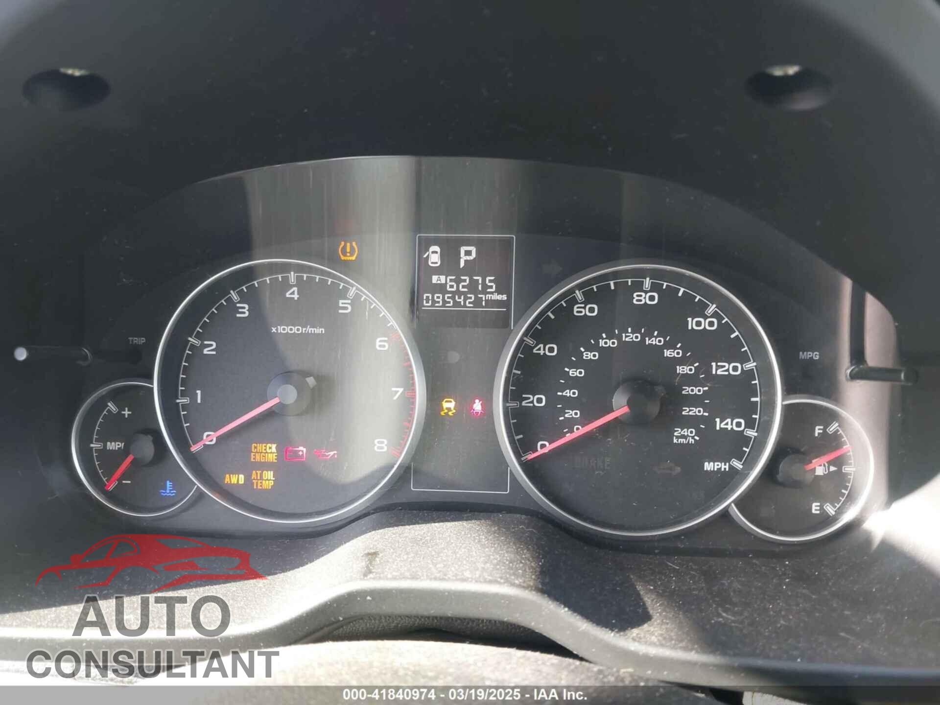 SUBARU OUTBACK 2013 - 4S4BRBGC1D3236151