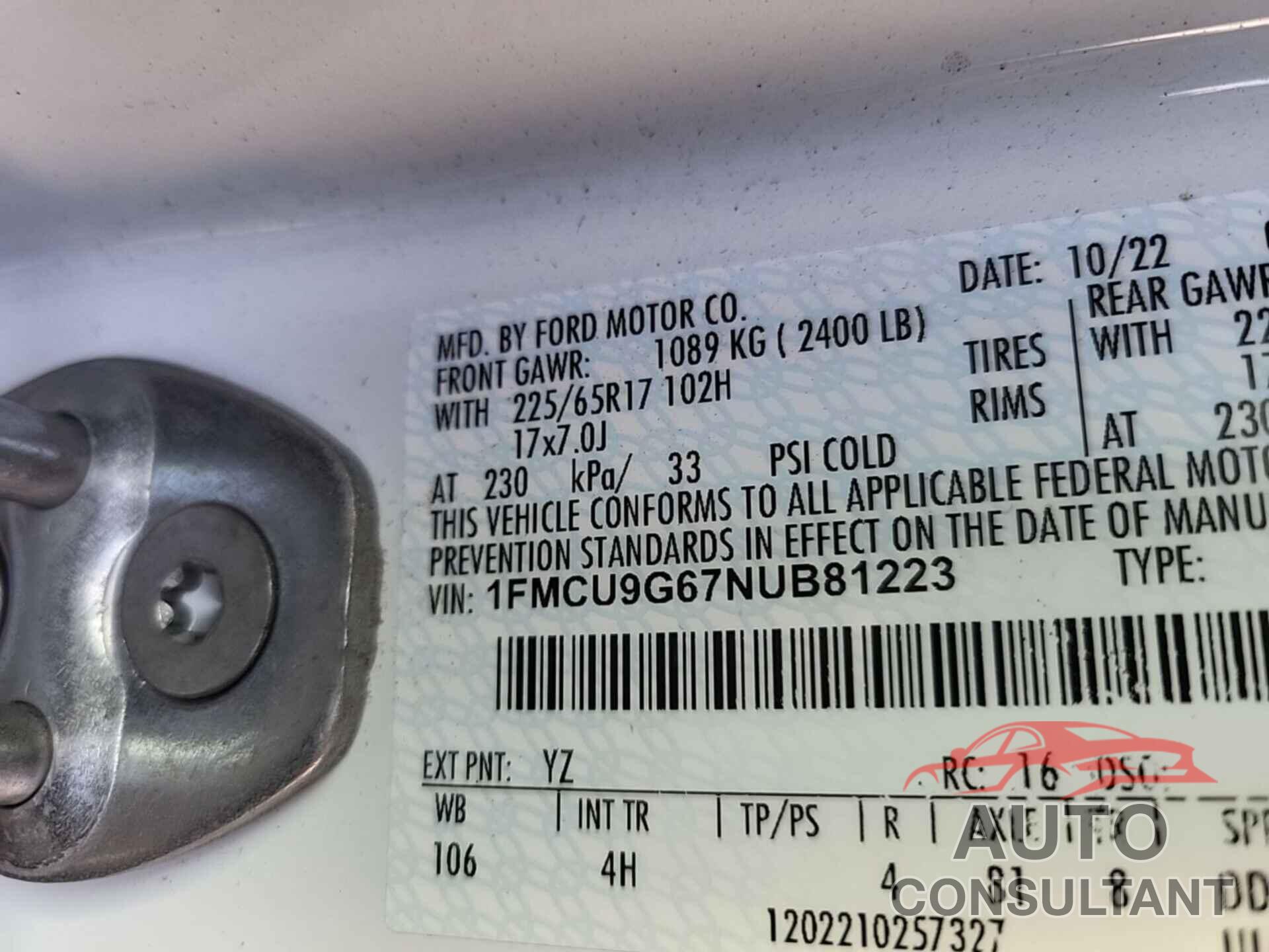FORD ESCAPE 2022 - 1FMCU9G67NUB81223