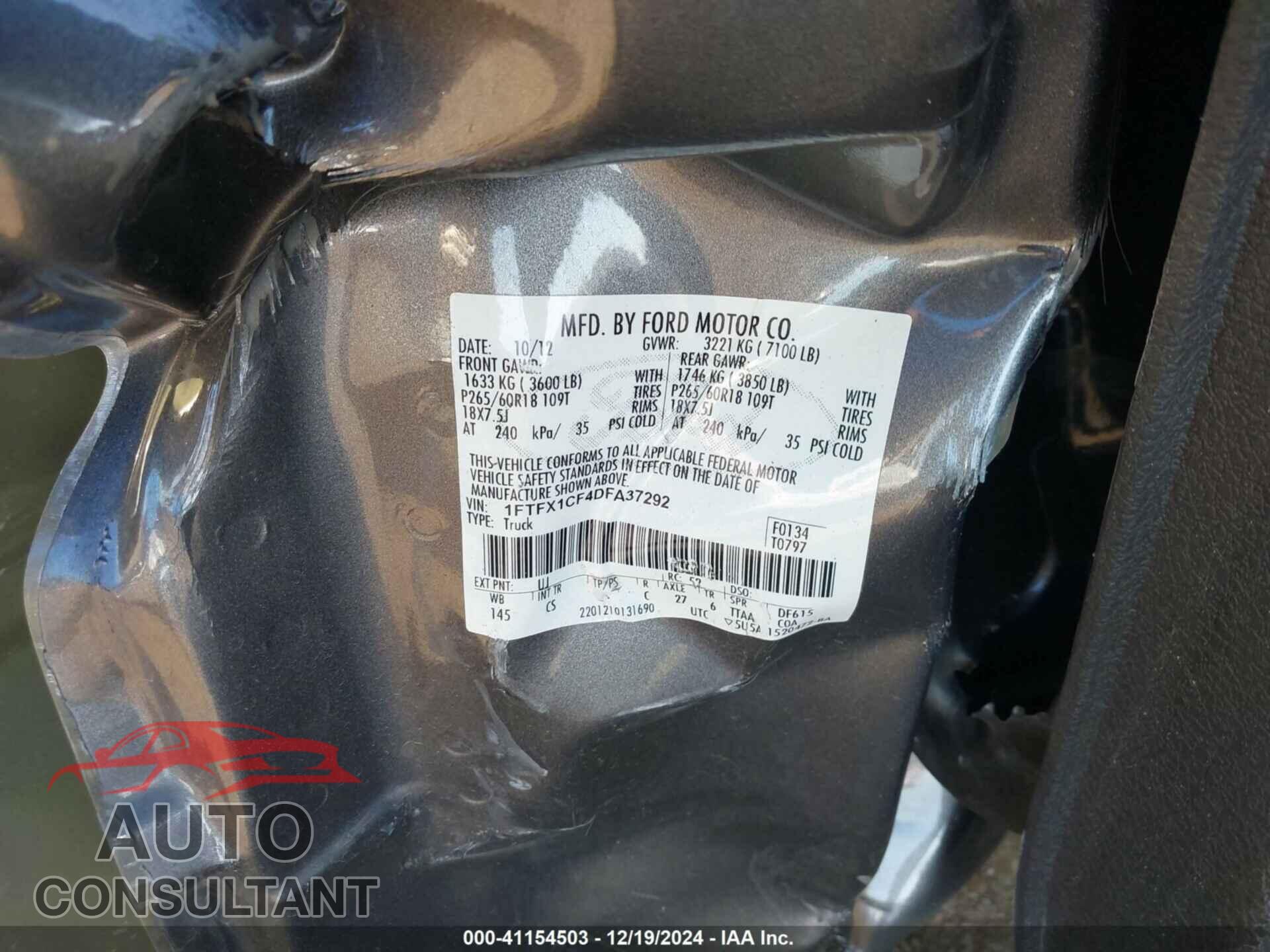 FORD F-150 2013 - 1FTFX1CF4DFA37292