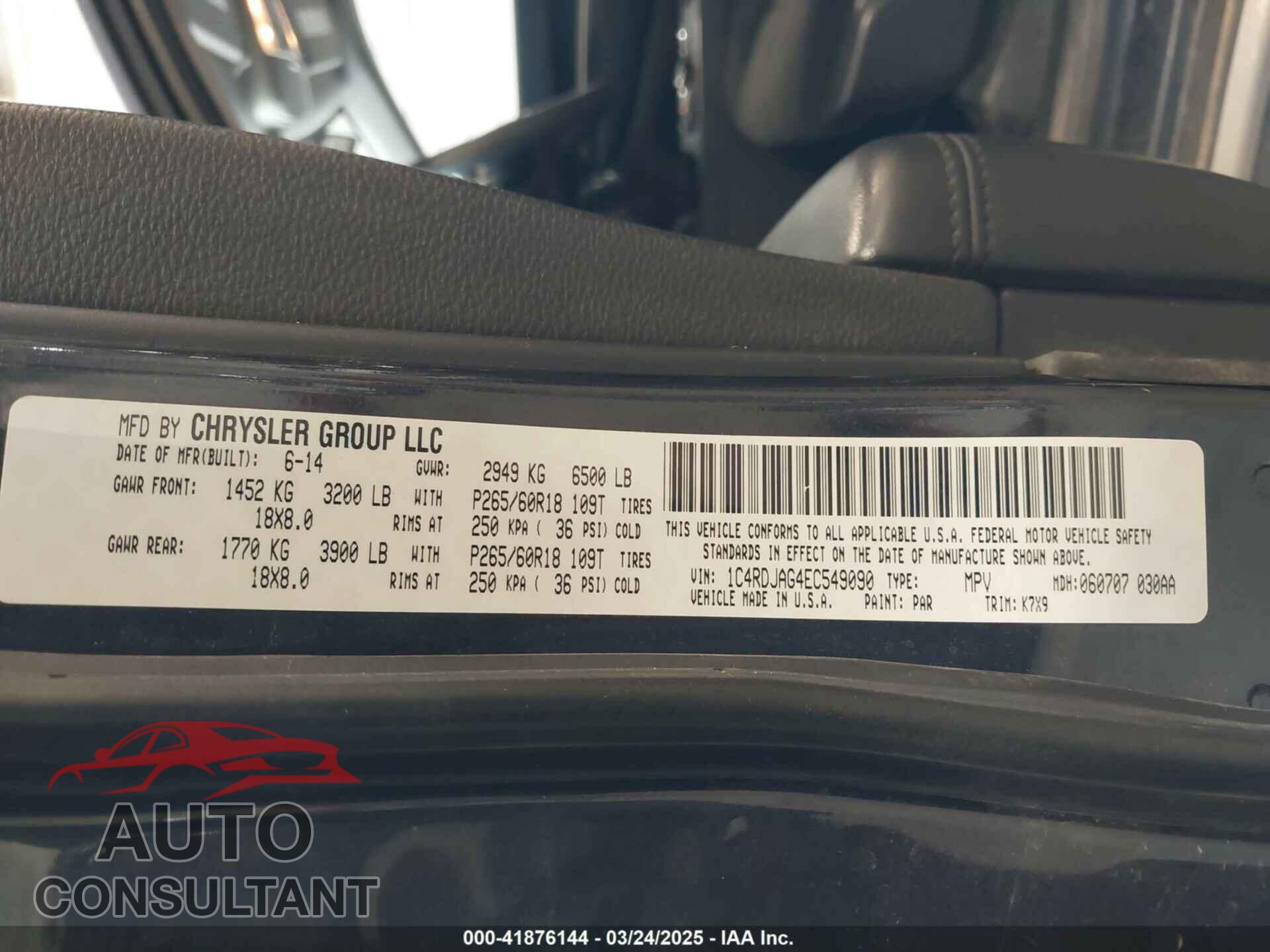DODGE DURANGO 2014 - 1C4RDJAG4EC549090