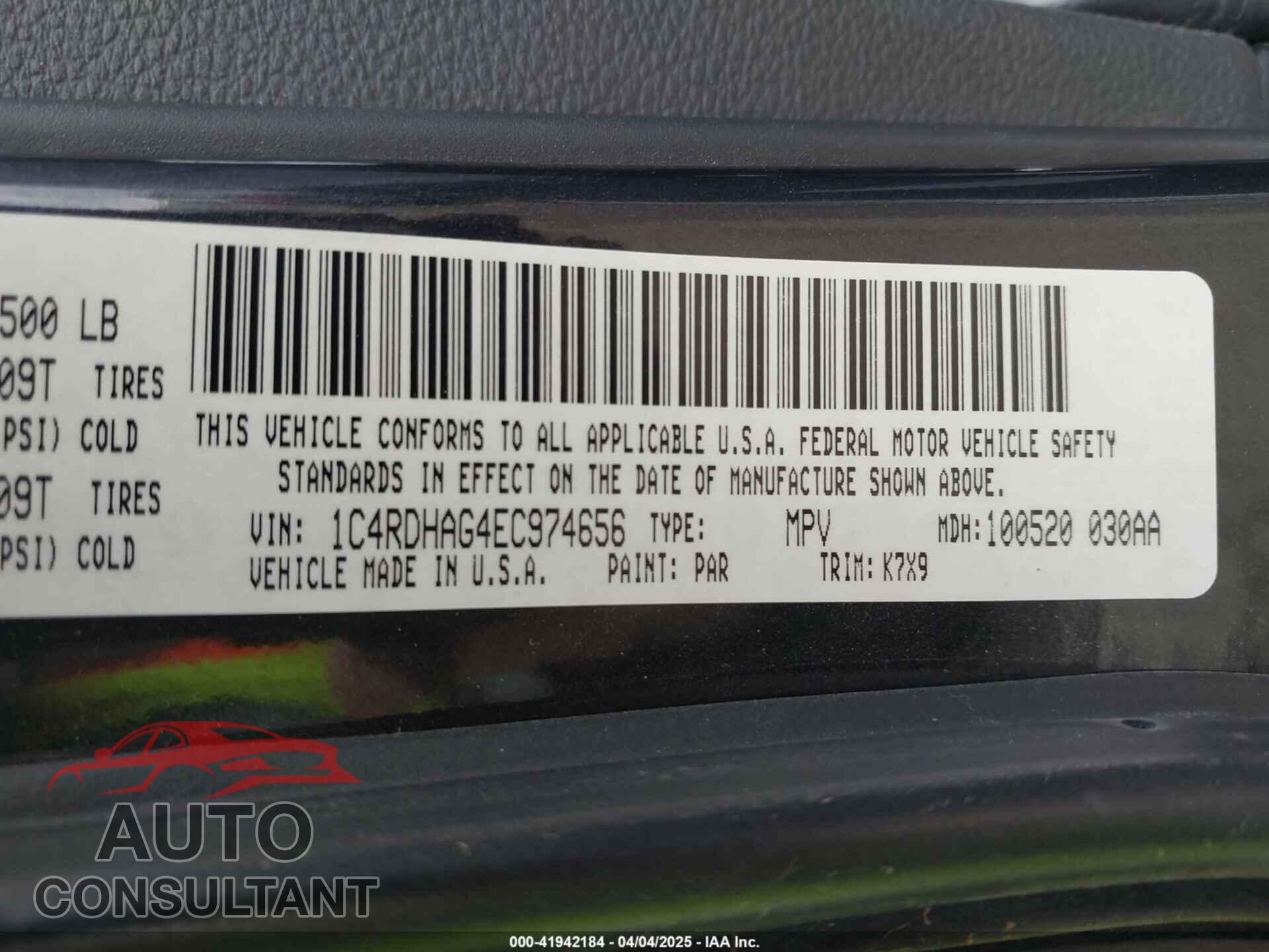 DODGE DURANGO 2014 - 1C4RDHAG4EC974656