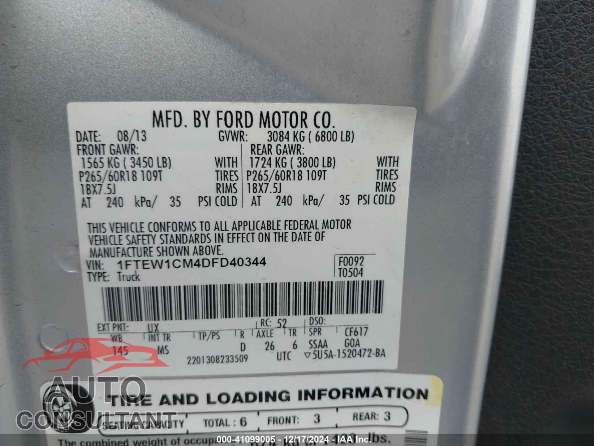 FORD F-150 2013 - 1FTEW1CM4DFD40344