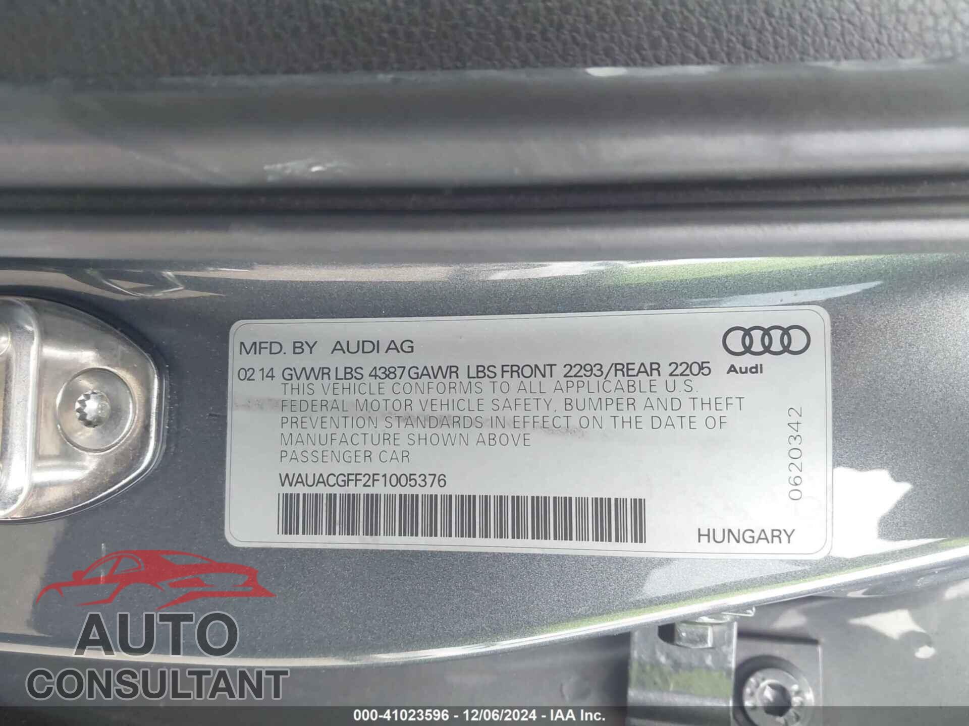 AUDI A3 2015 - WAUACGFF2F1005376