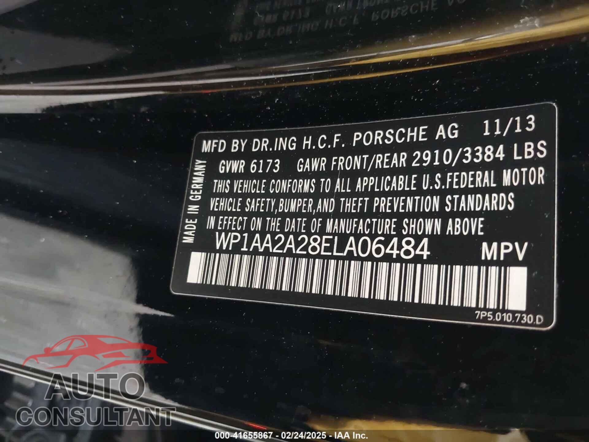 PORSCHE CAYENNE 2014 - WP1AA2A28ELA06484