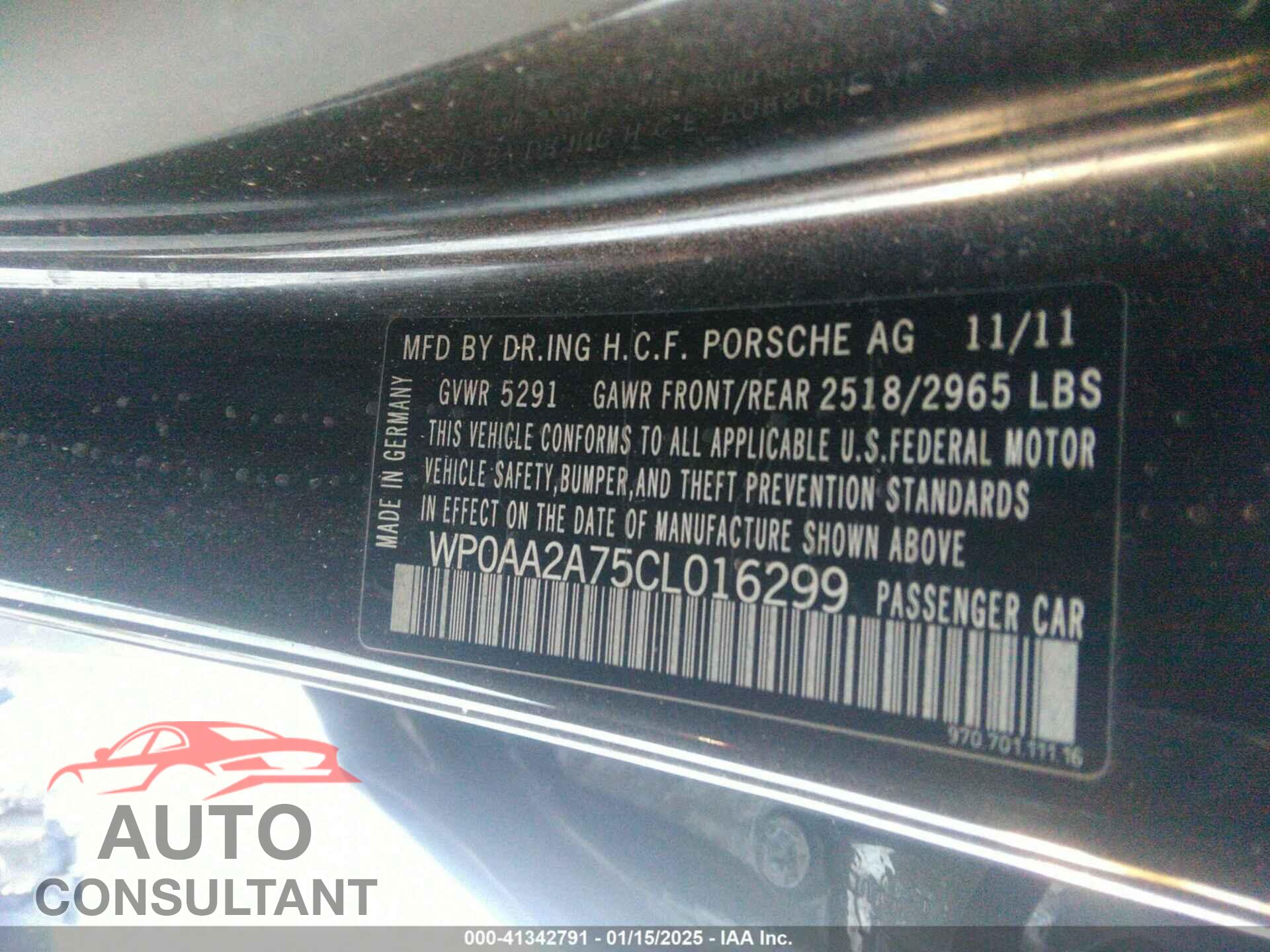 PORSCHE PANAMERA 2012 - WP0AA2A75CL016299