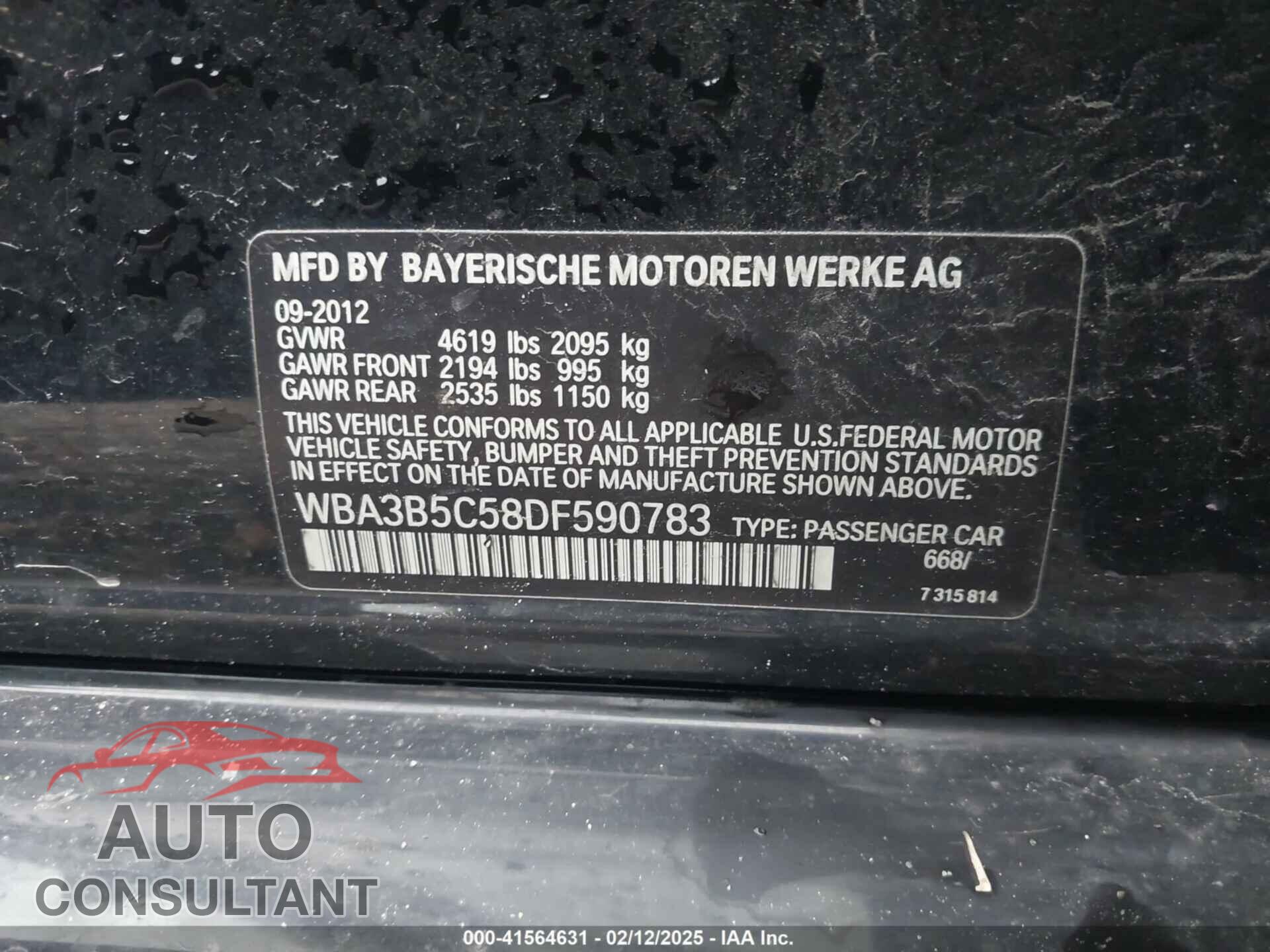 BMW 328I 2013 - WBA3B5C58DF590783