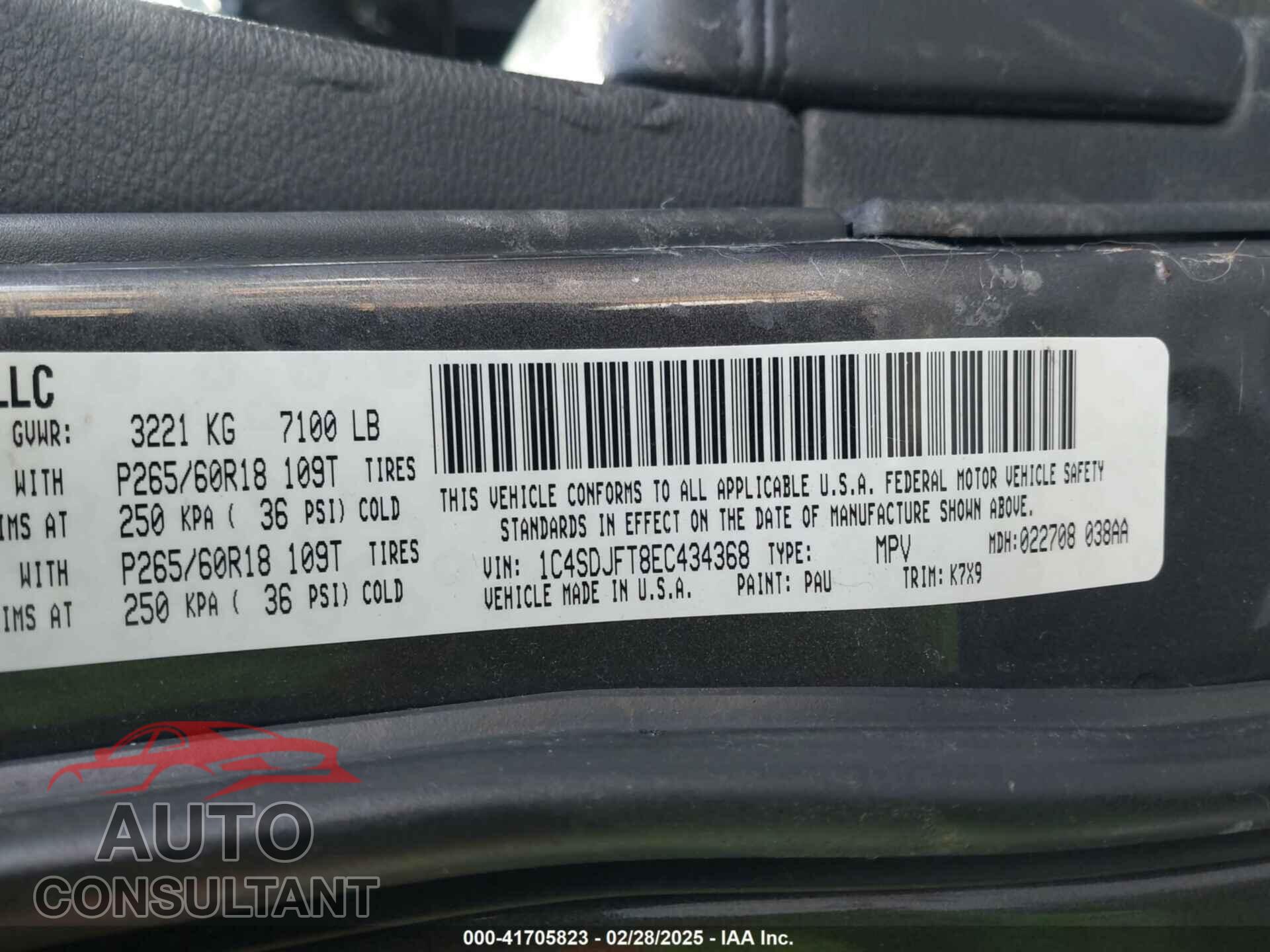DODGE DURANGO 2014 - 1C4SDJFT8EC434368