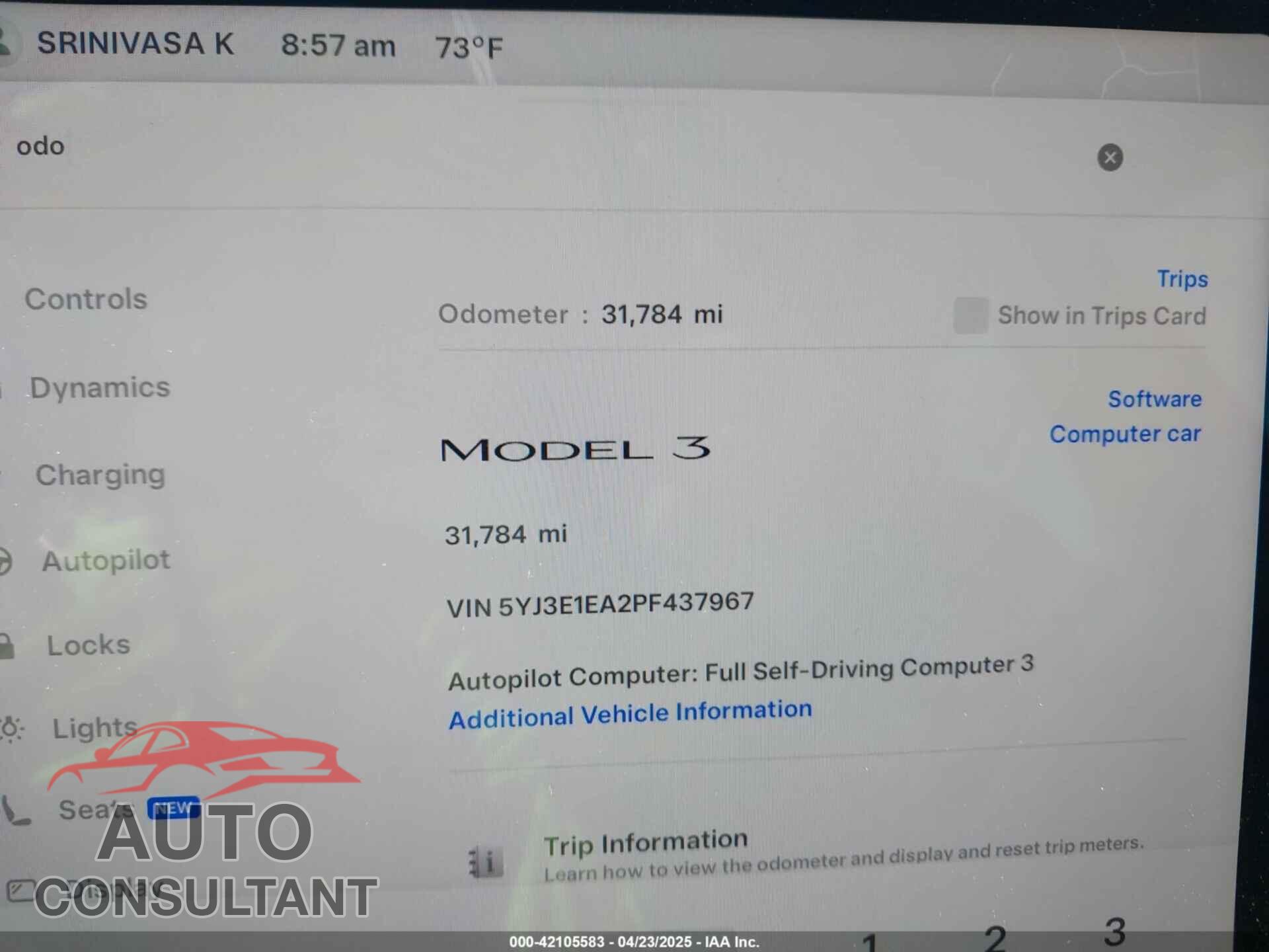 TESLA MODEL 3 2023 - 5YJ3E1EA2PF437967
