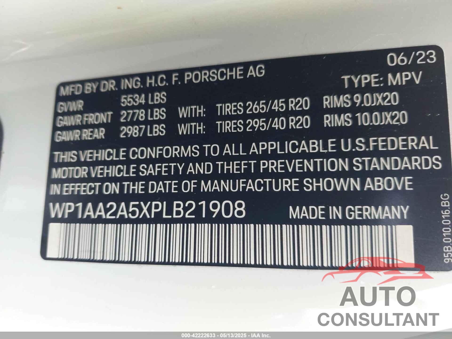 PORSCHE MACAN 2023 - WP1AA2A5XPLB21908