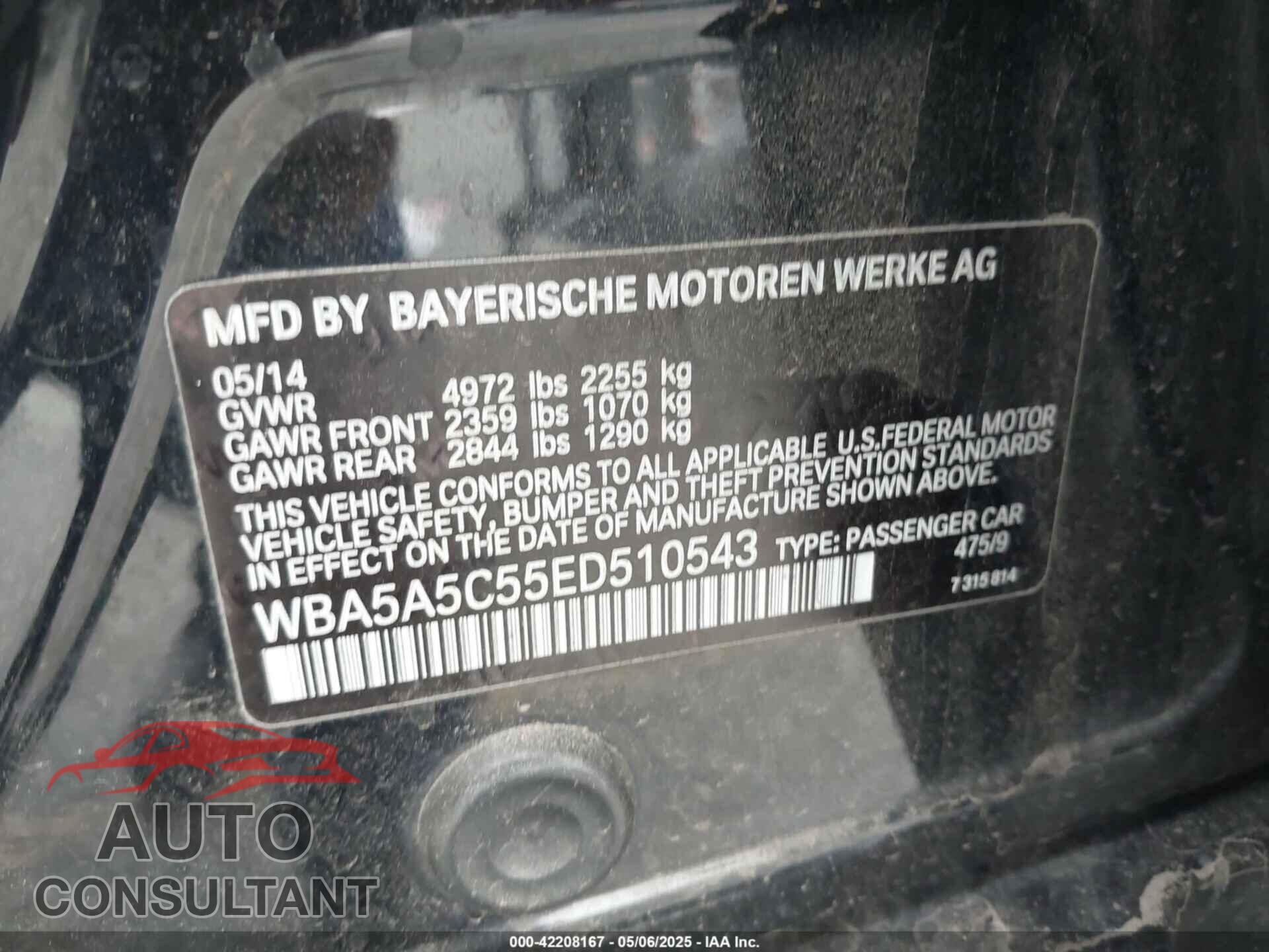 BMW 528I 2014 - WBA5A5C55ED510543