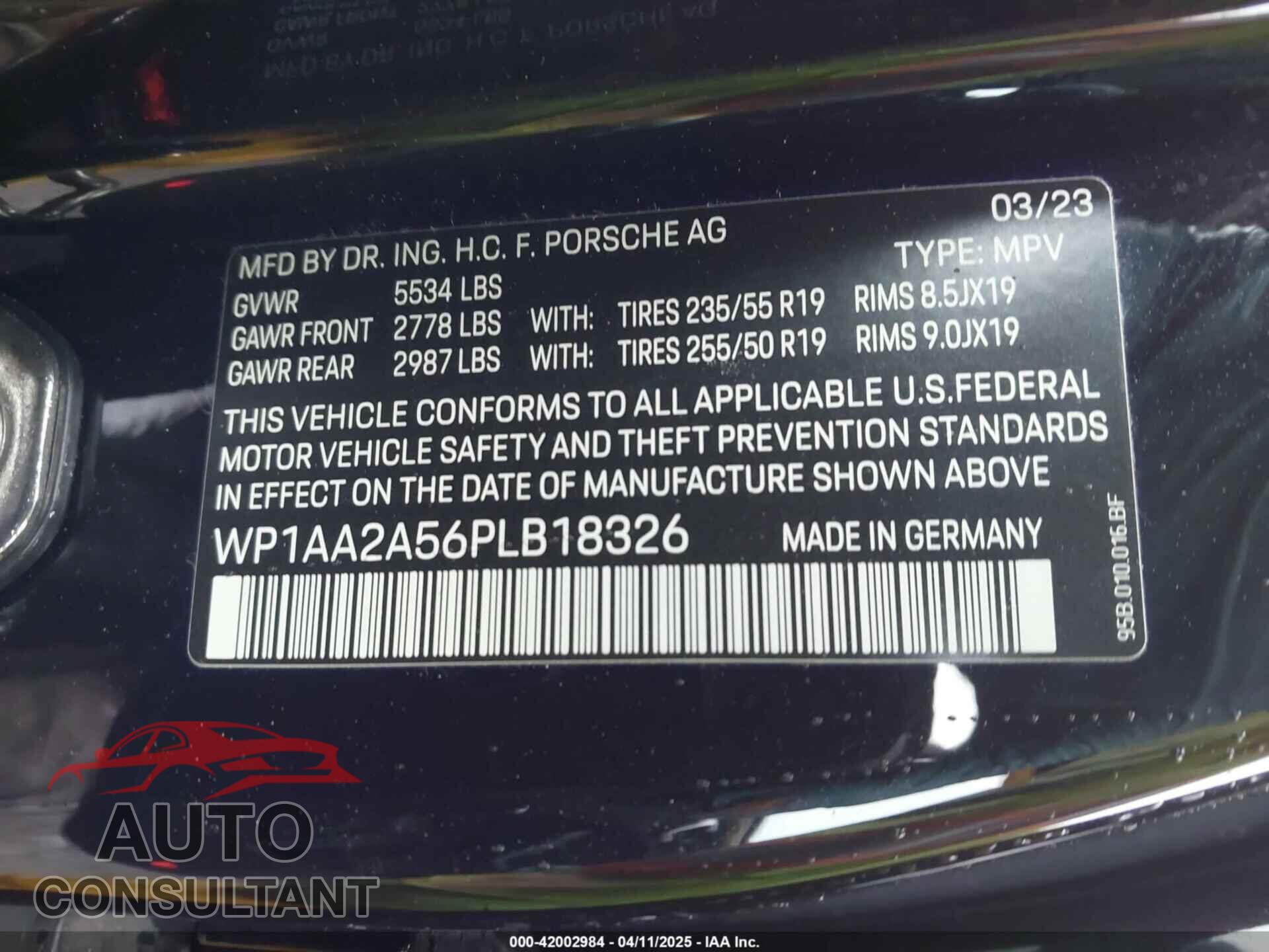PORSCHE MACAN 2023 - WP1AA2A56PLB18326