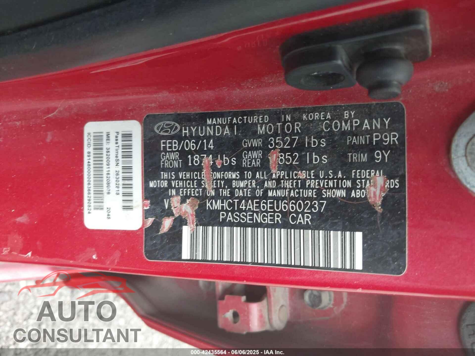 HYUNDAI ACCENT 2014 - KMHCT4AE6EU660237