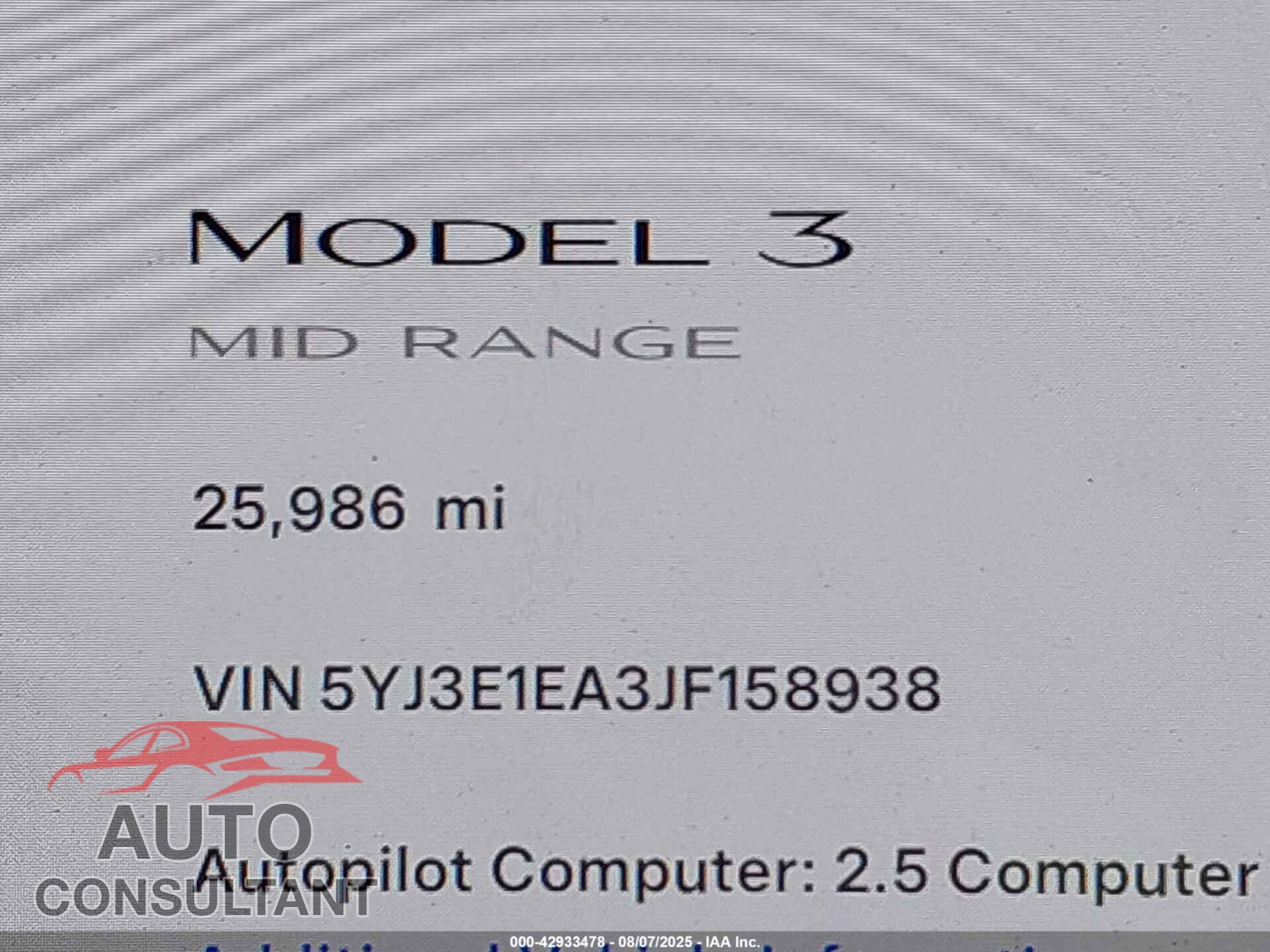 TESLA MODEL 3 2018 - 5YJ3E1EA3JF158938