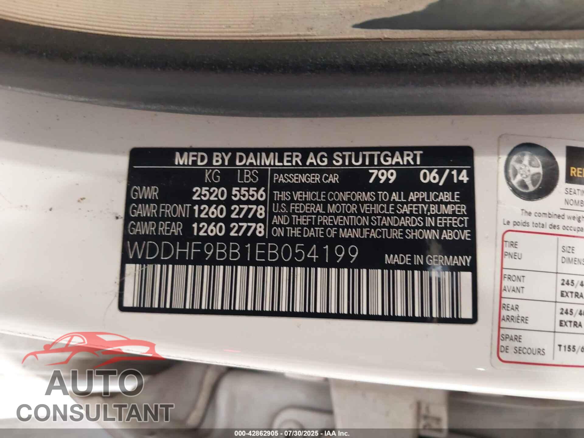 MERCEDES-BENZ E 550 2014 - WDDHF9BB1EB054199