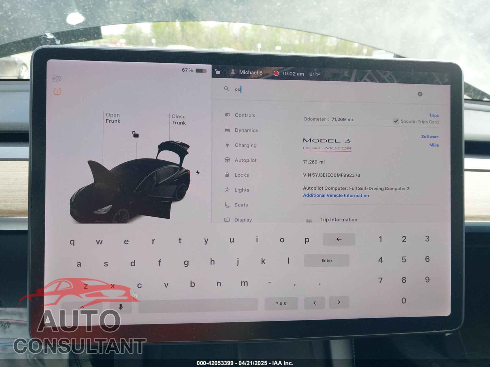 TESLA MODEL 3 2021 - 5YJ3E1EC0MF992378