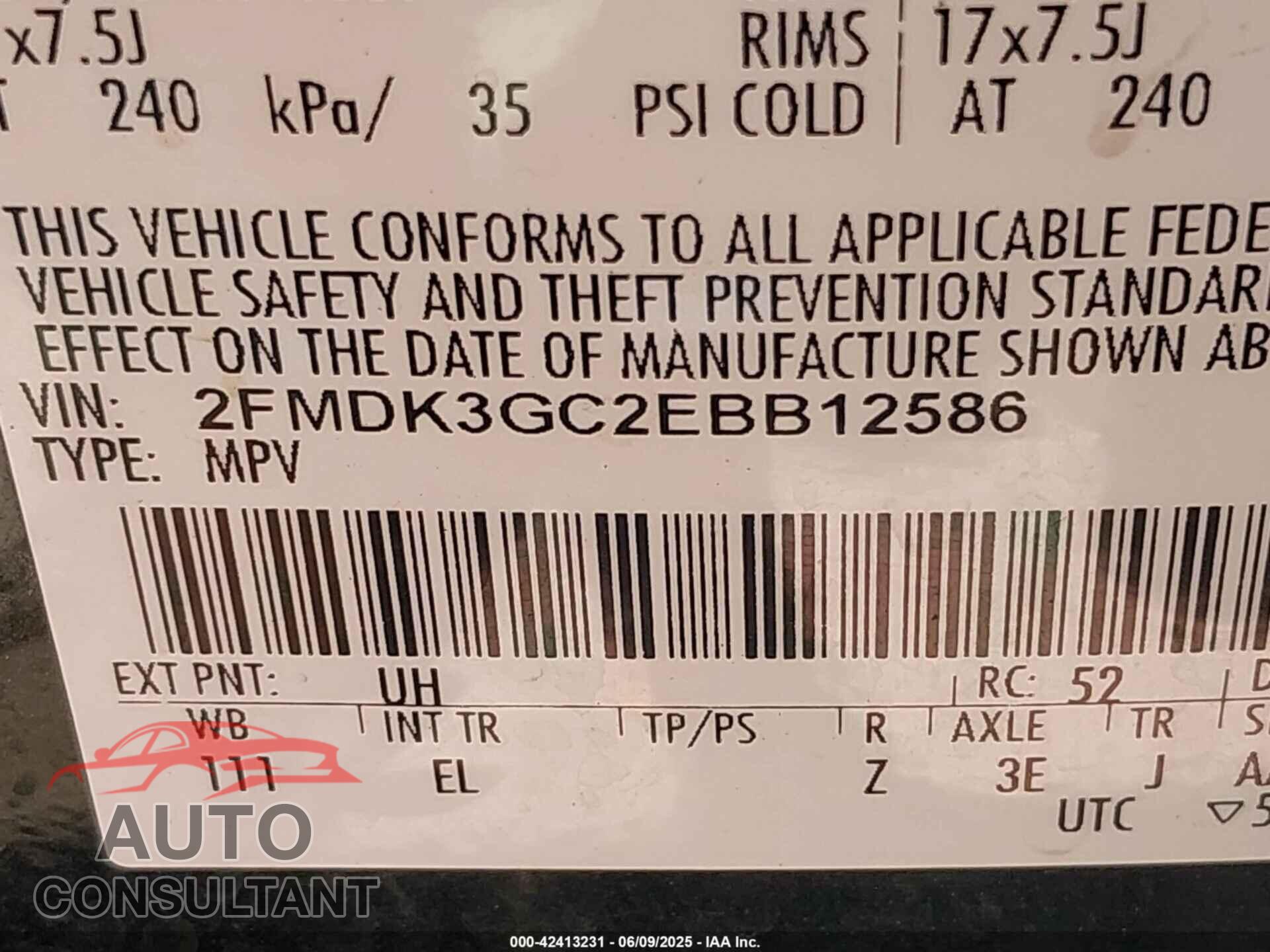 FORD EDGE 2014 - 2FMDK3GC2EBB12586