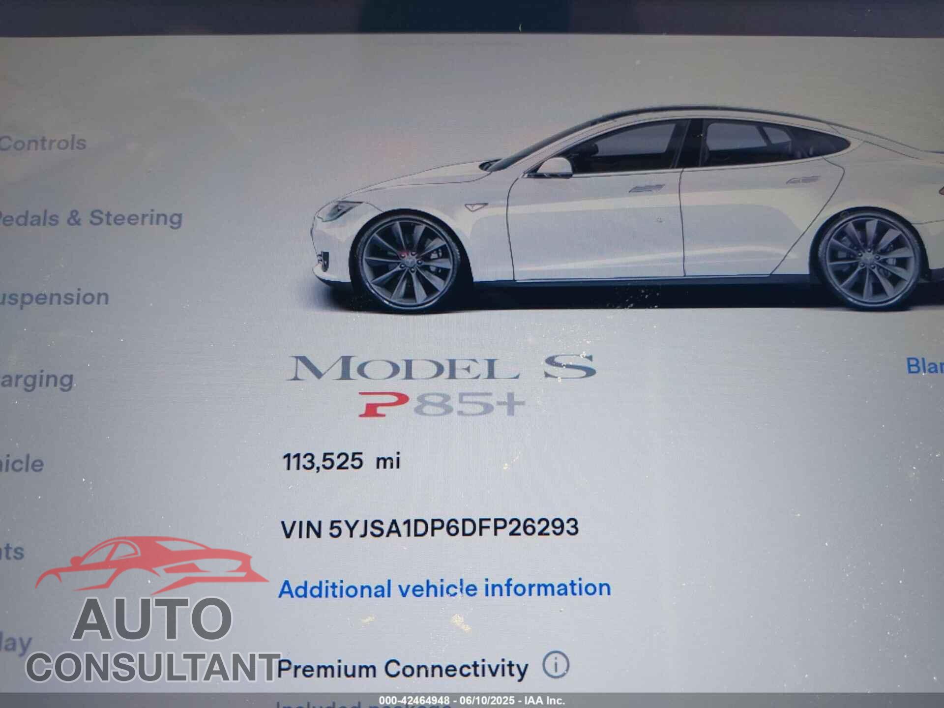 TESLA MODEL S 2013 - 5YJSA1DP6DFP26293