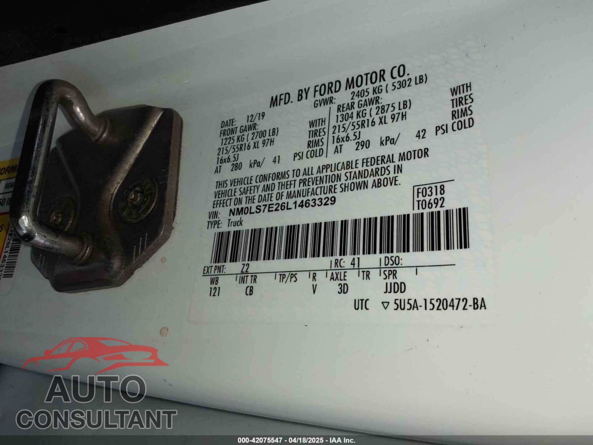 FORD TRANSIT CONNECT 2020 - NM0LS7E26L1463329
