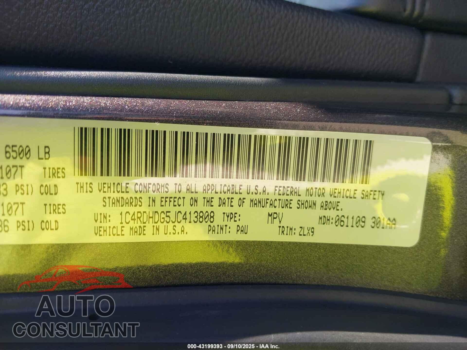DODGE DURANGO 2018 - 1C4RDHDG5JC413808