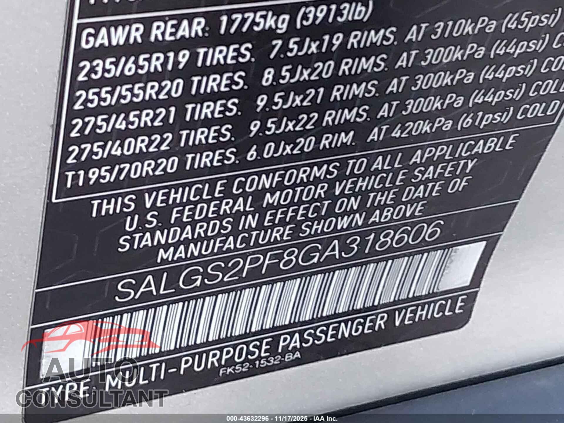 LAND ROVER RANGE ROVER 2016 - SALGS2PF8GA318606