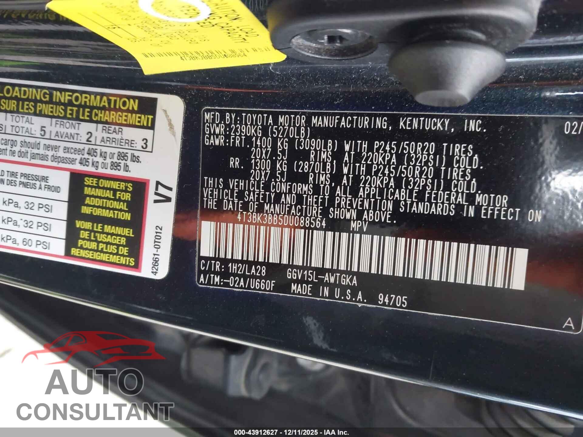 TOYOTA VENZA 2013 - 4T3BK3BB5DU088564