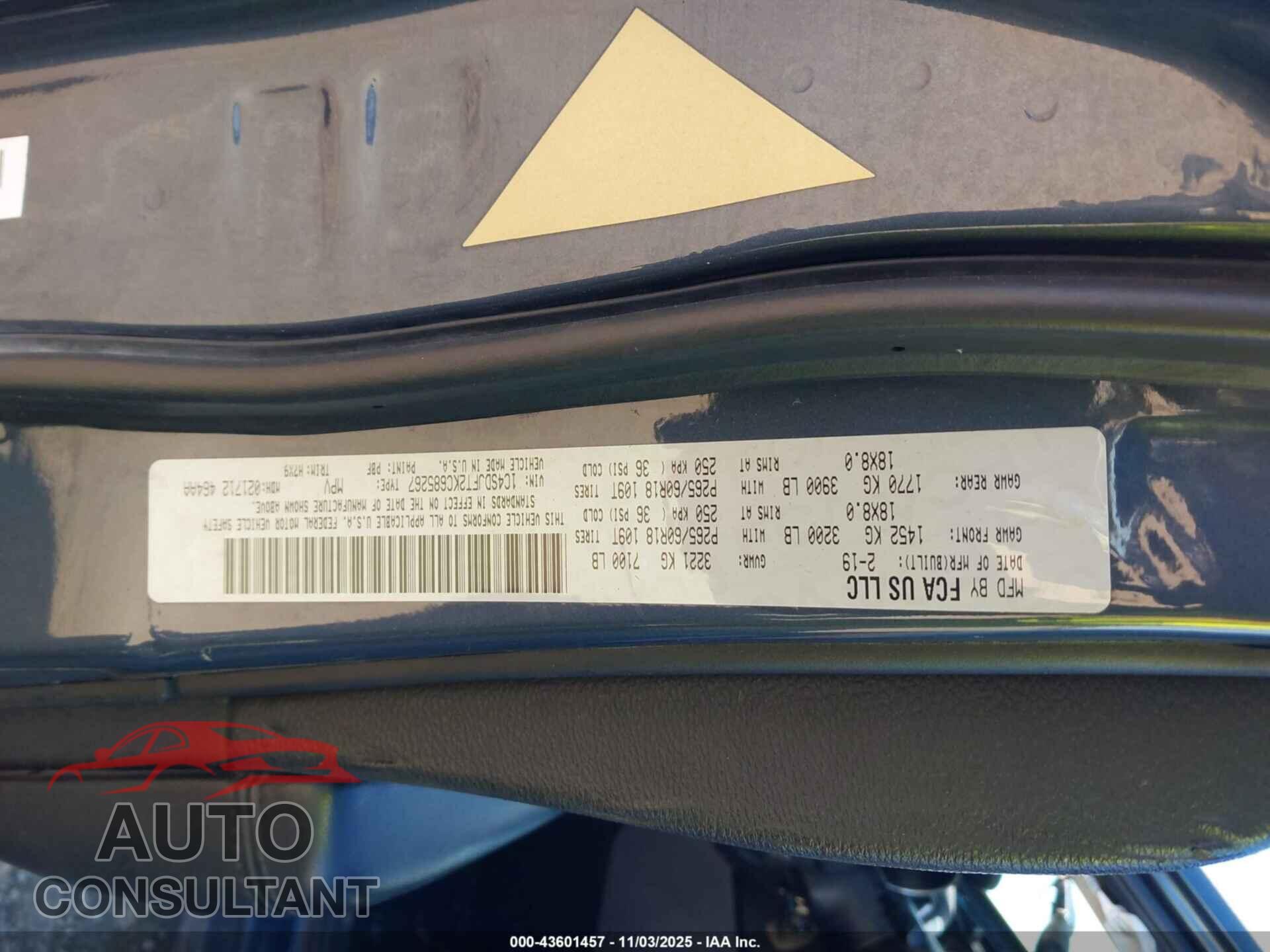 DODGE DURANGO 2019 - 1C4SDJFT2KC685267