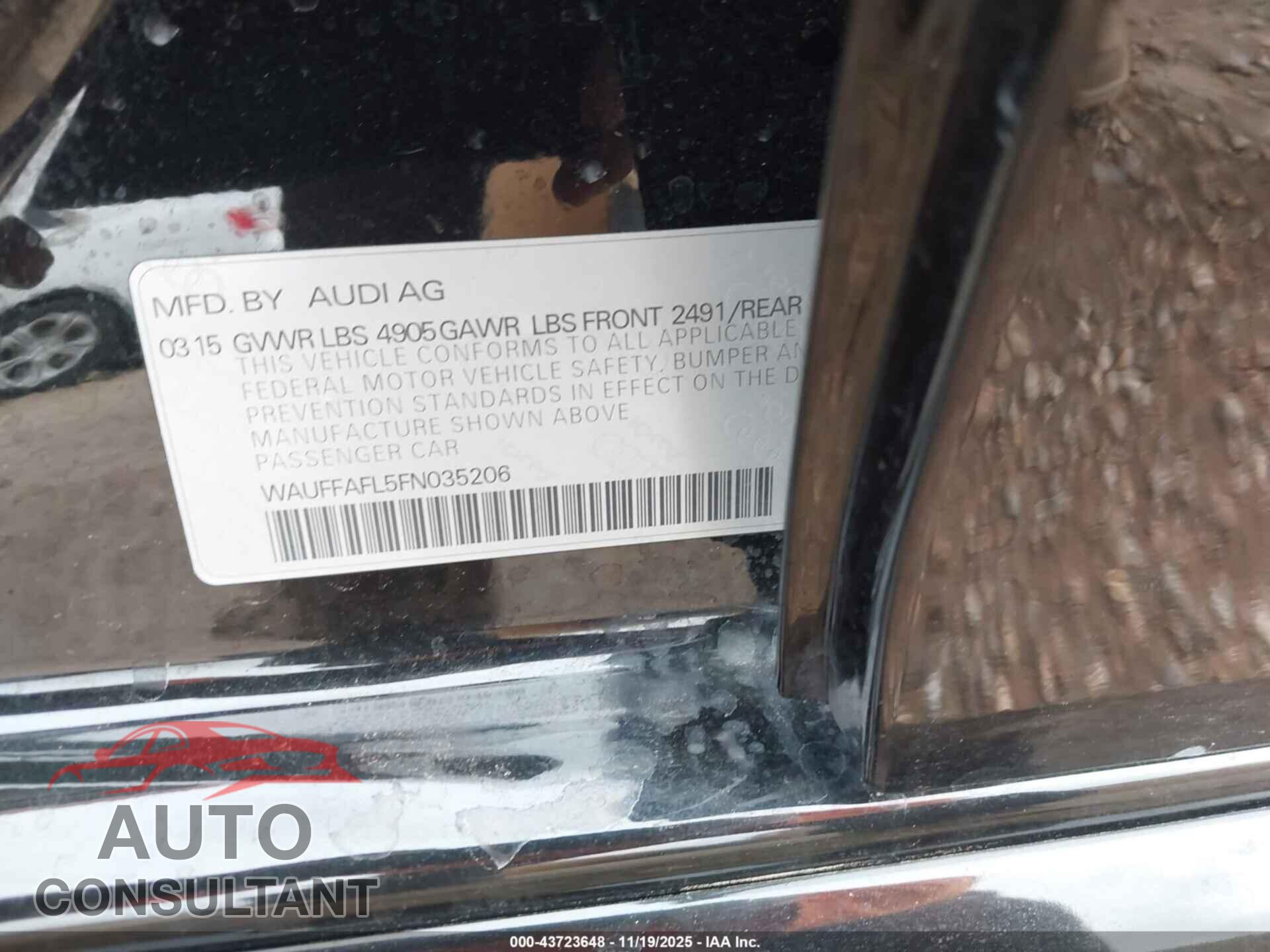 AUDI A4 2015 - WAUFFAFL5FN035206