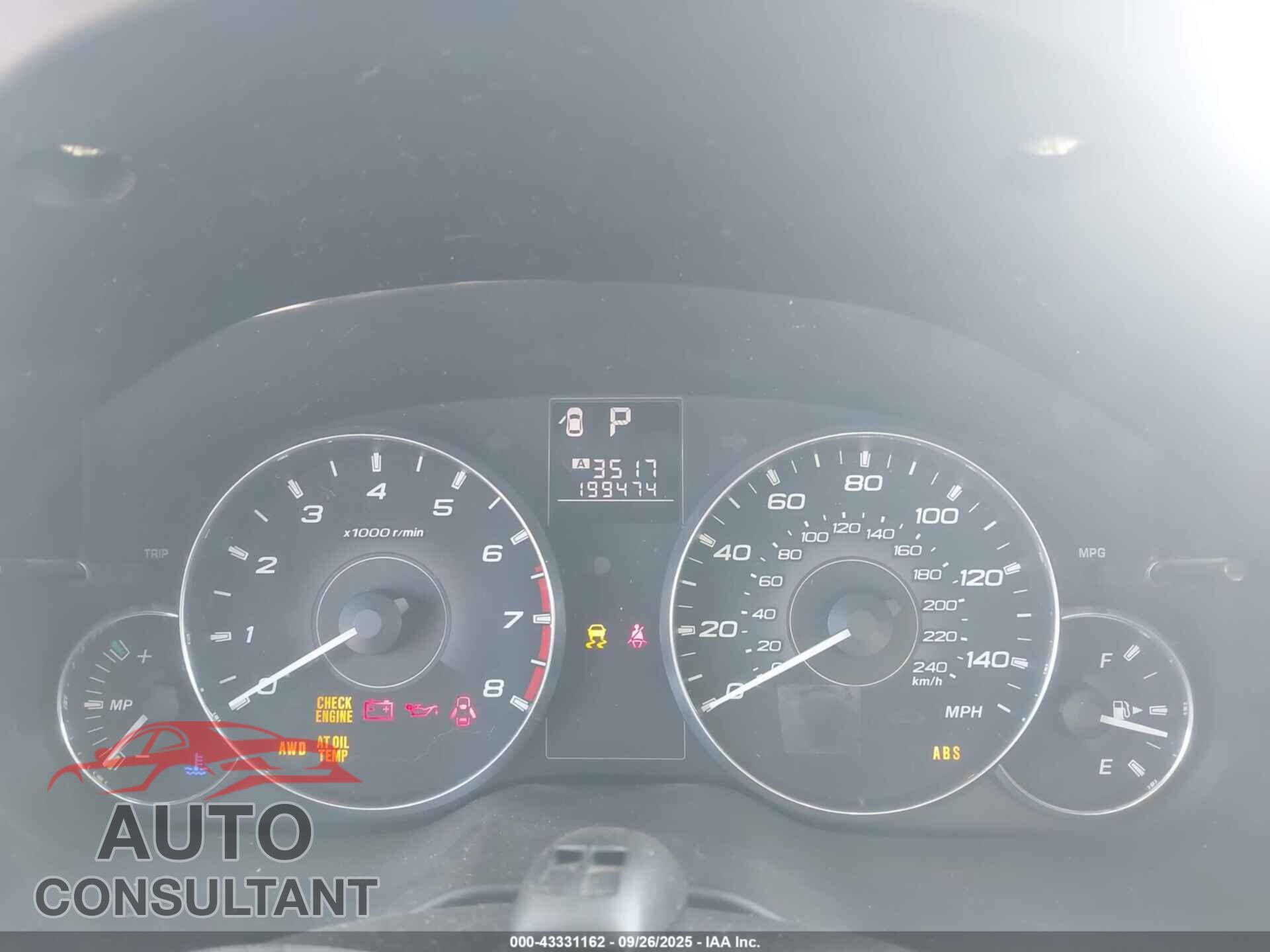 SUBARU OUTBACK 2011 - 4S4BRBBC5B3354627