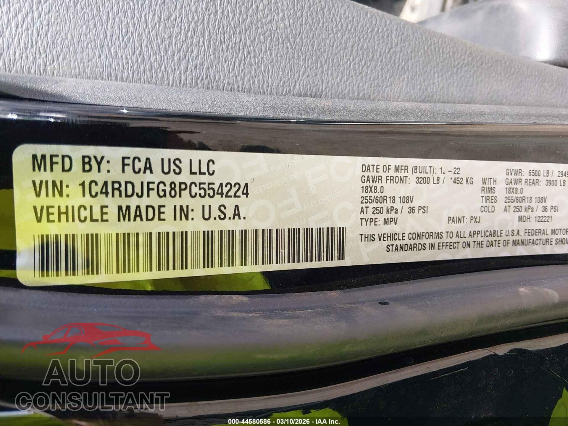 DODGE DURANGO 2023 - 1C4RDJFG8PC554224