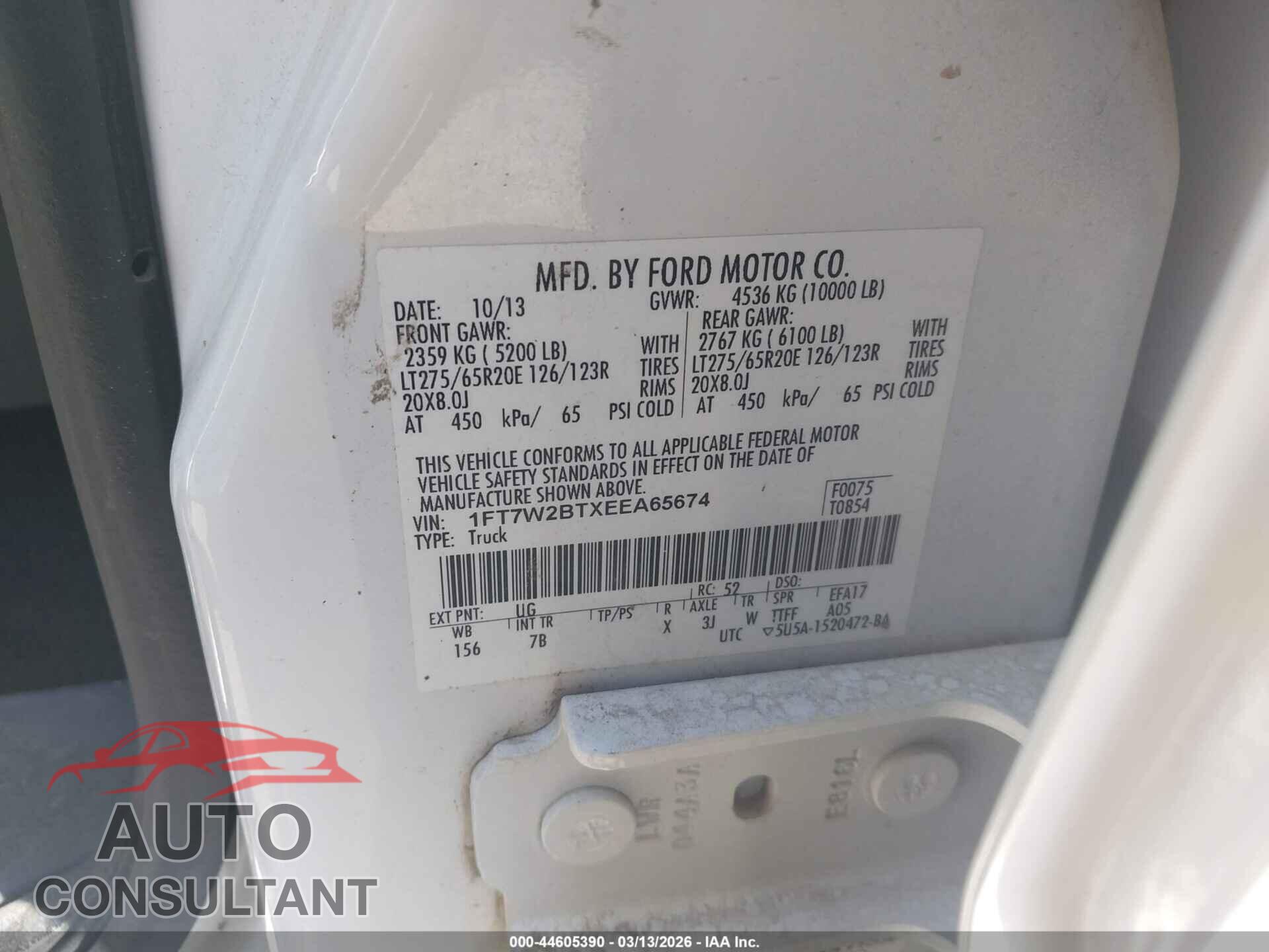 FORD F-250 2014 - 1FT7W2BTXEEA65674