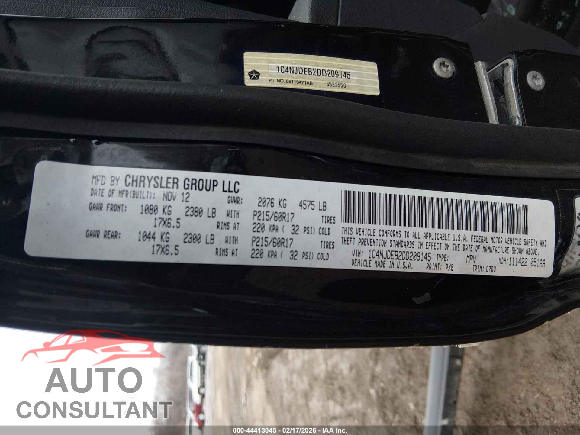 JEEP COMPASS 2013 - 1C4NJDEB2DD209145