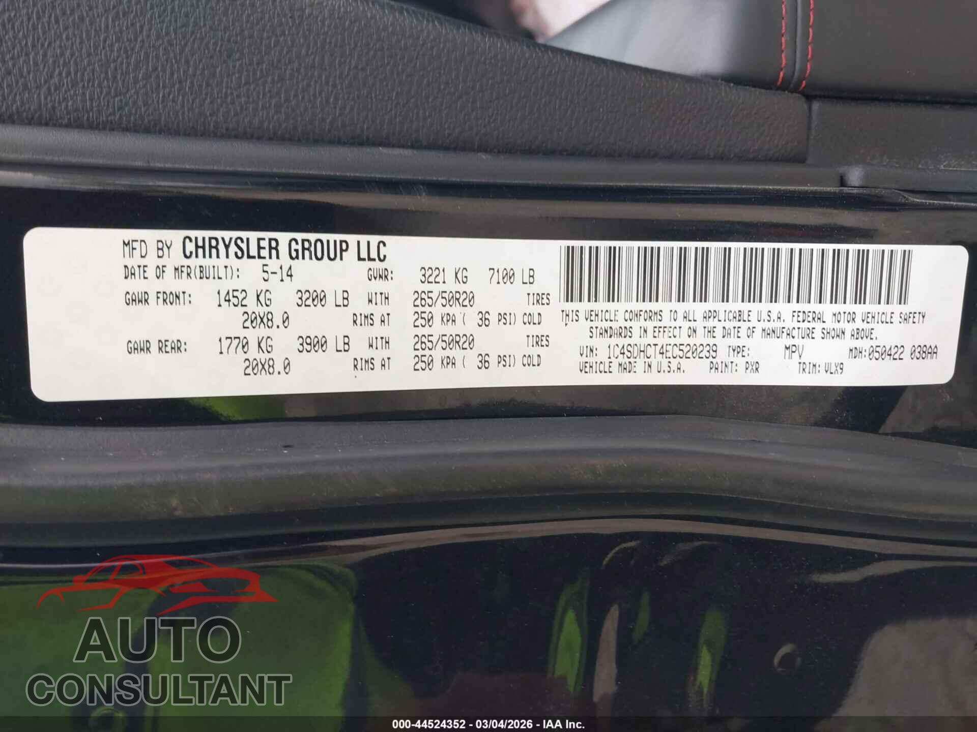 DODGE DURANGO 2014 - 1C4SDHCT4EC520239