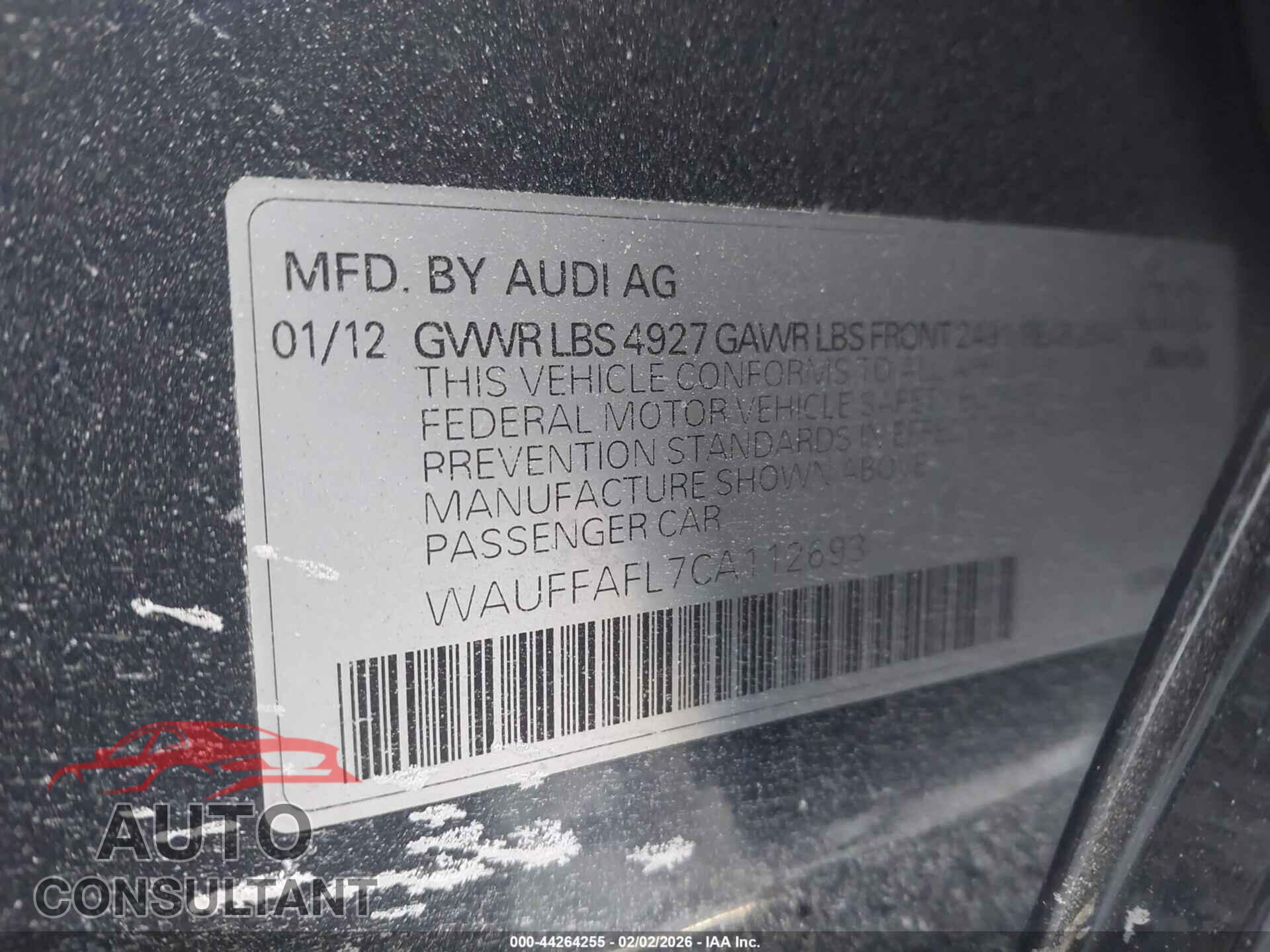 AUDI A4 2012 - WAUFFAFL7CA112693