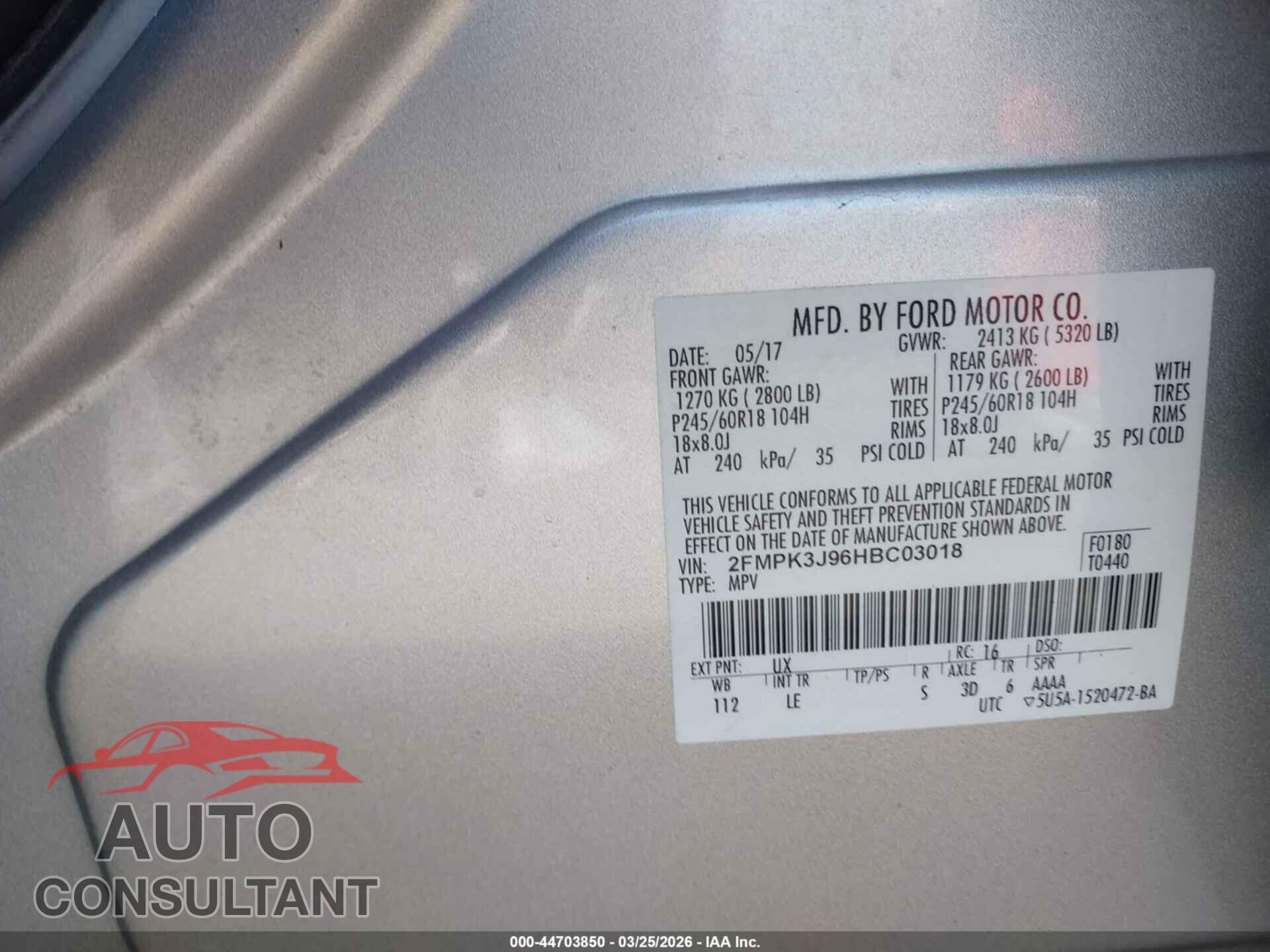 FORD EDGE 2017 - 2FMPK3J96HBC03018