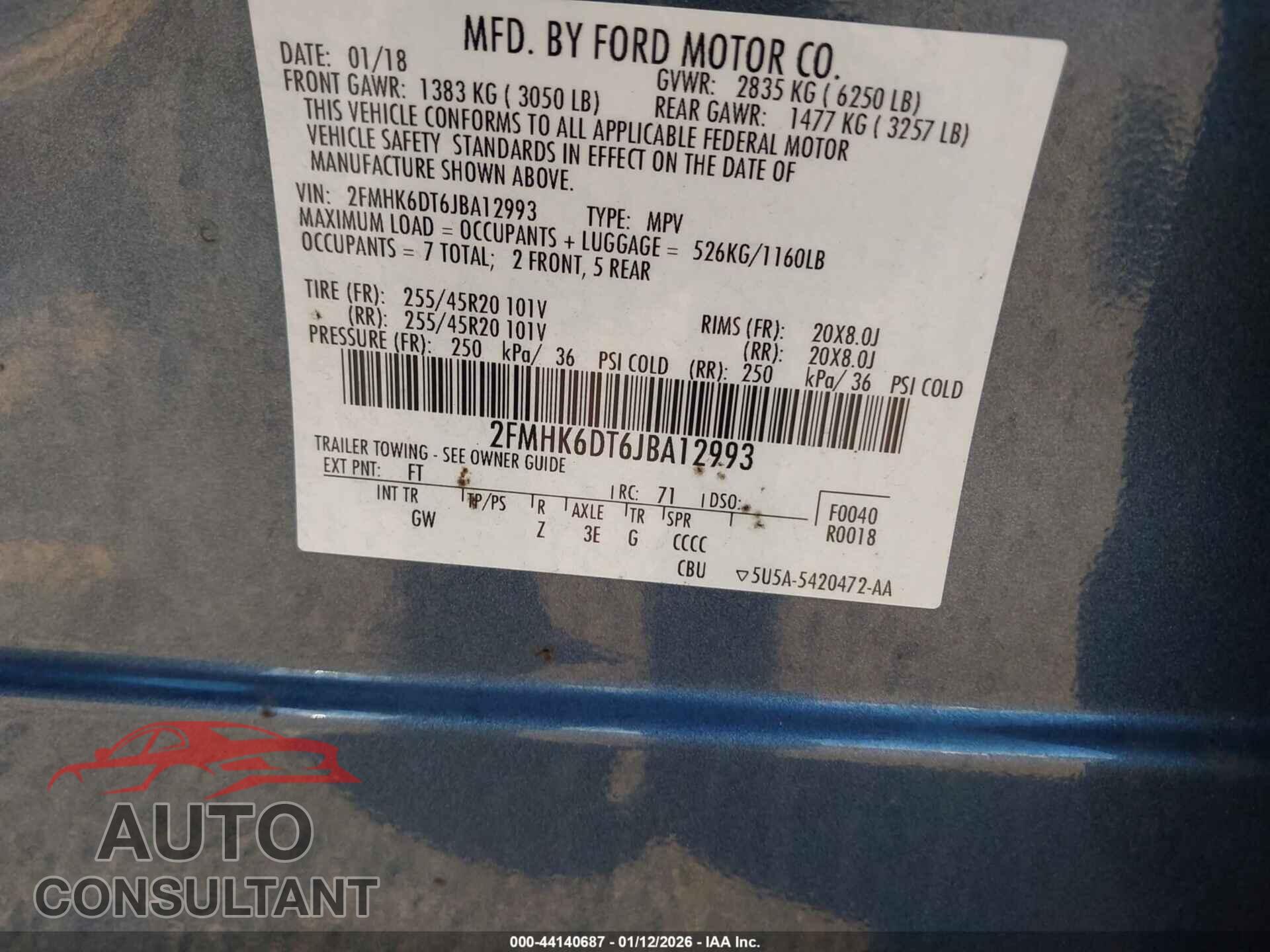 FORD FLEX 2018 - 2FMHK6DT6JBA12993