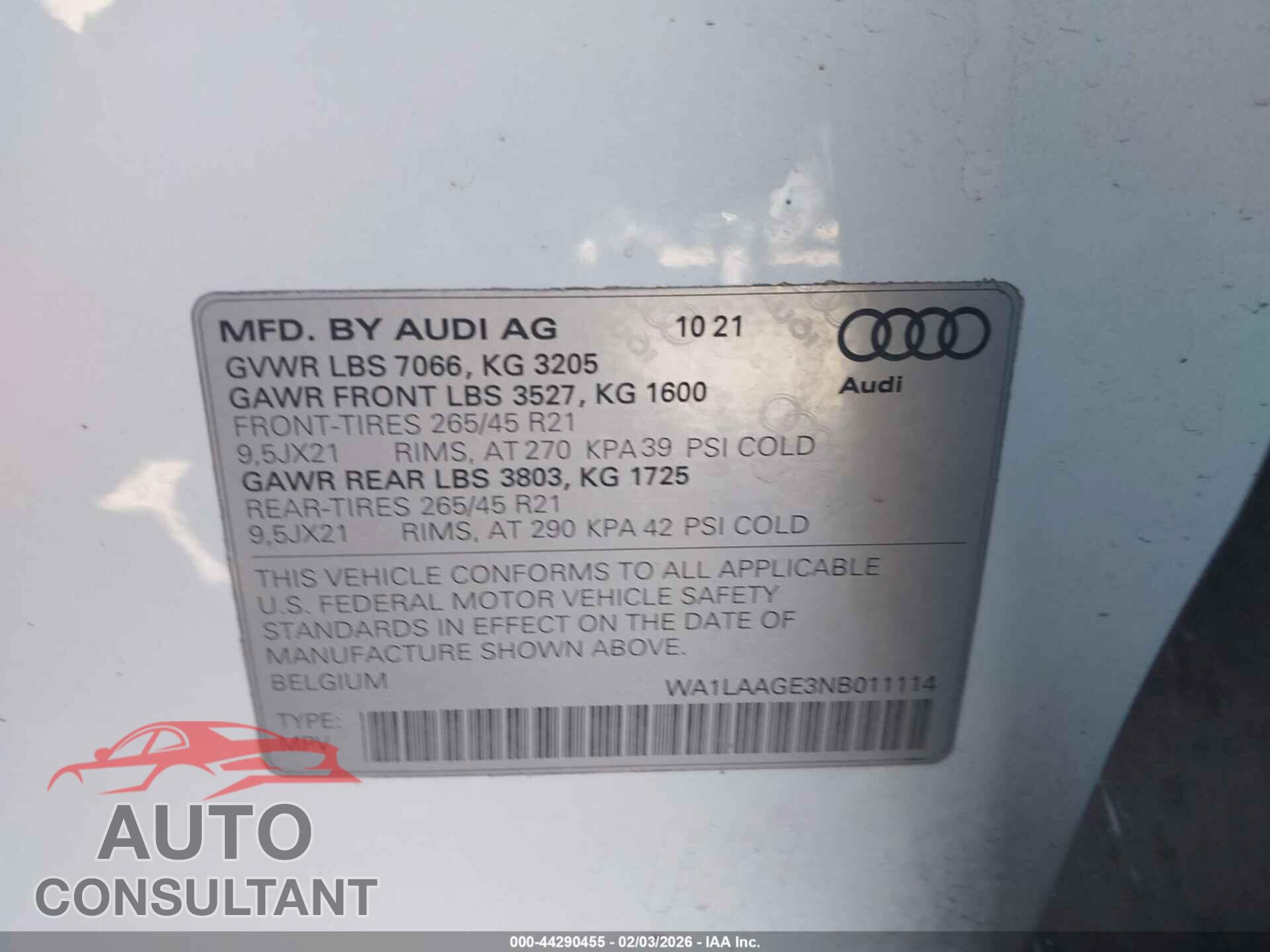 AUDI E-TRON 2022 - WA1LAAGE3NB011114