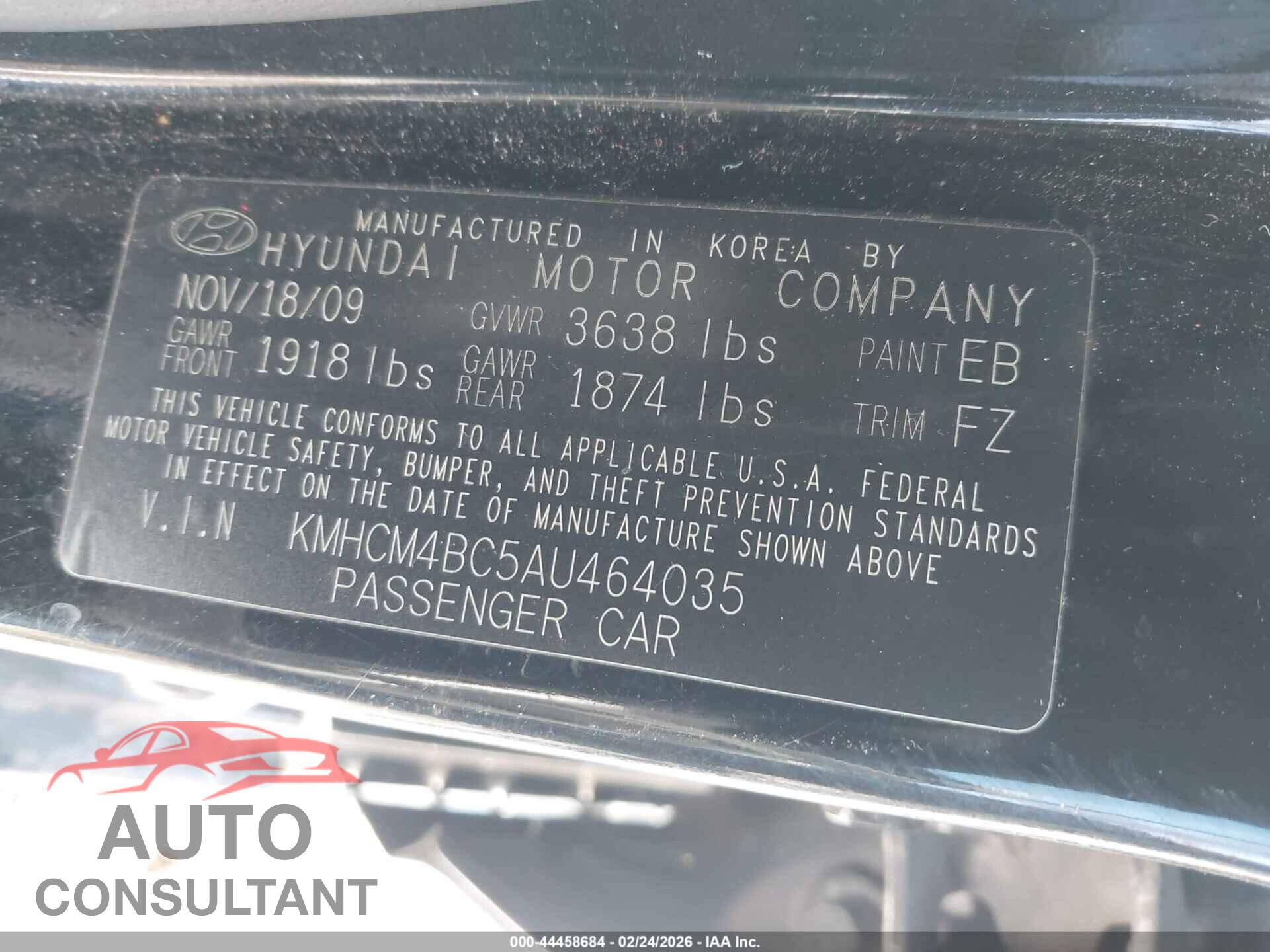 HYUNDAI ACCENT 2010 - KMHCM4BC5AU464035