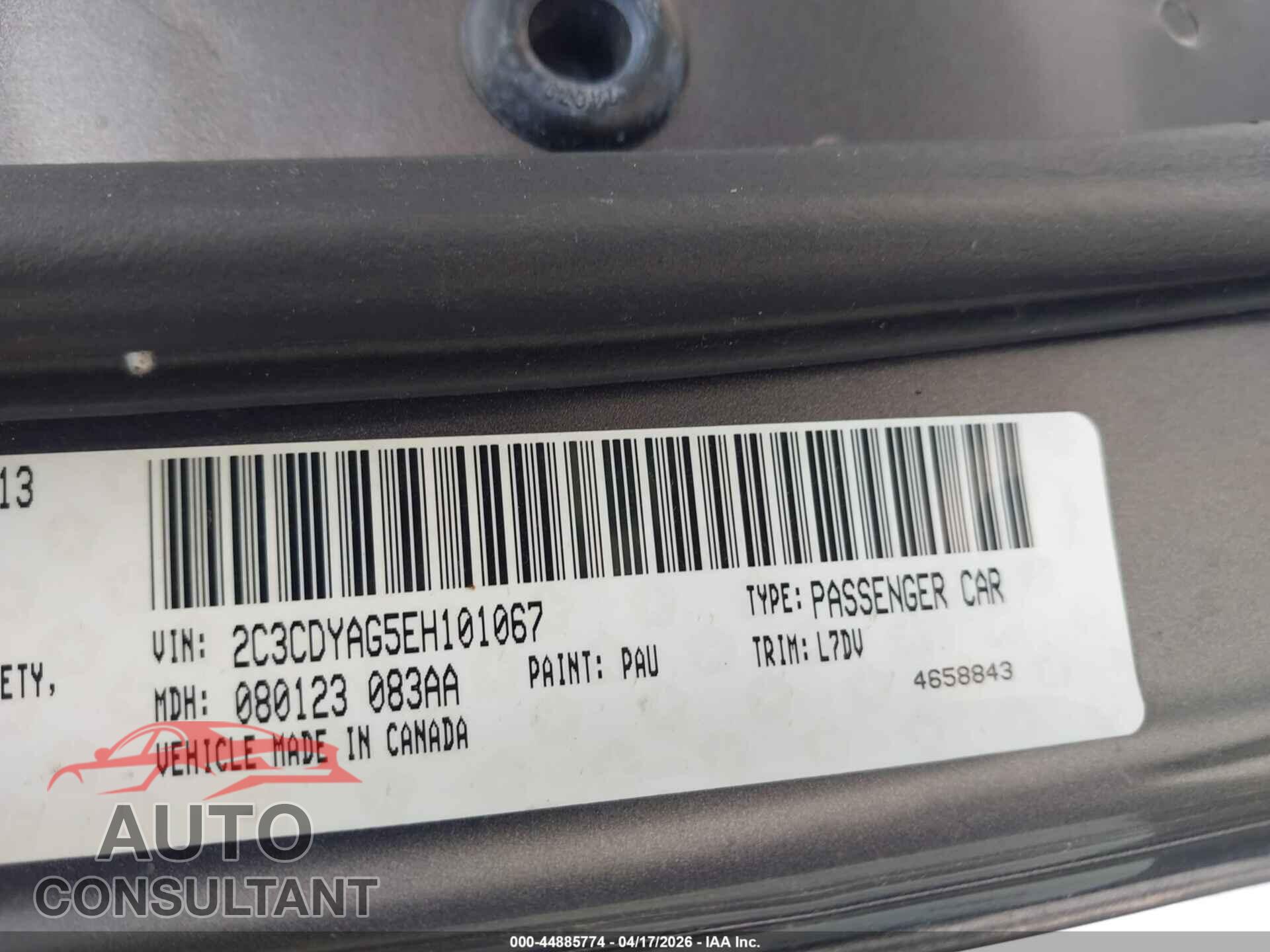 DODGE CHALLENGER 2014 - 2C3CDYAG5EH101067
