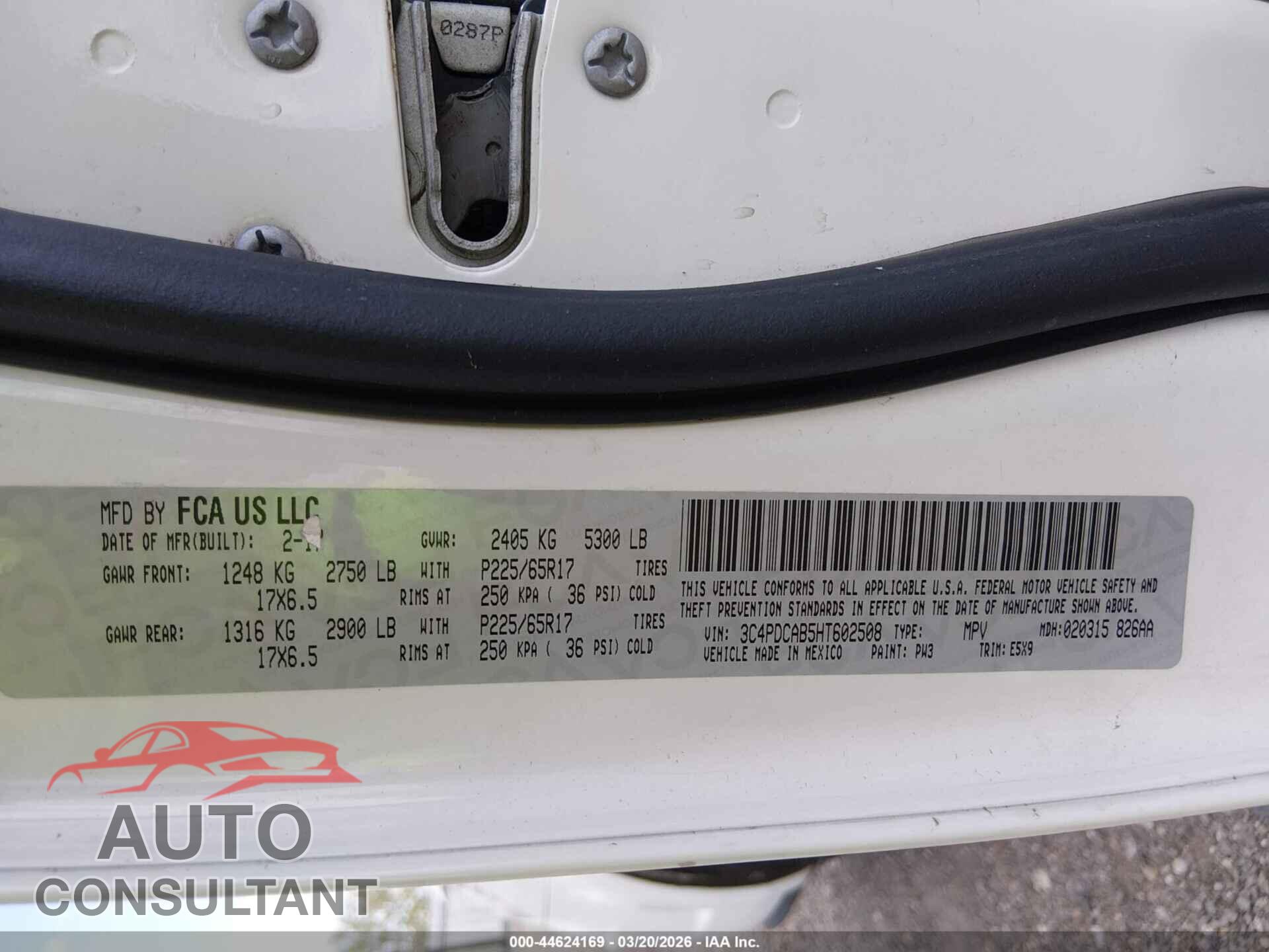 DODGE JOURNEY 2017 - 3C4PDCAB5HT602508