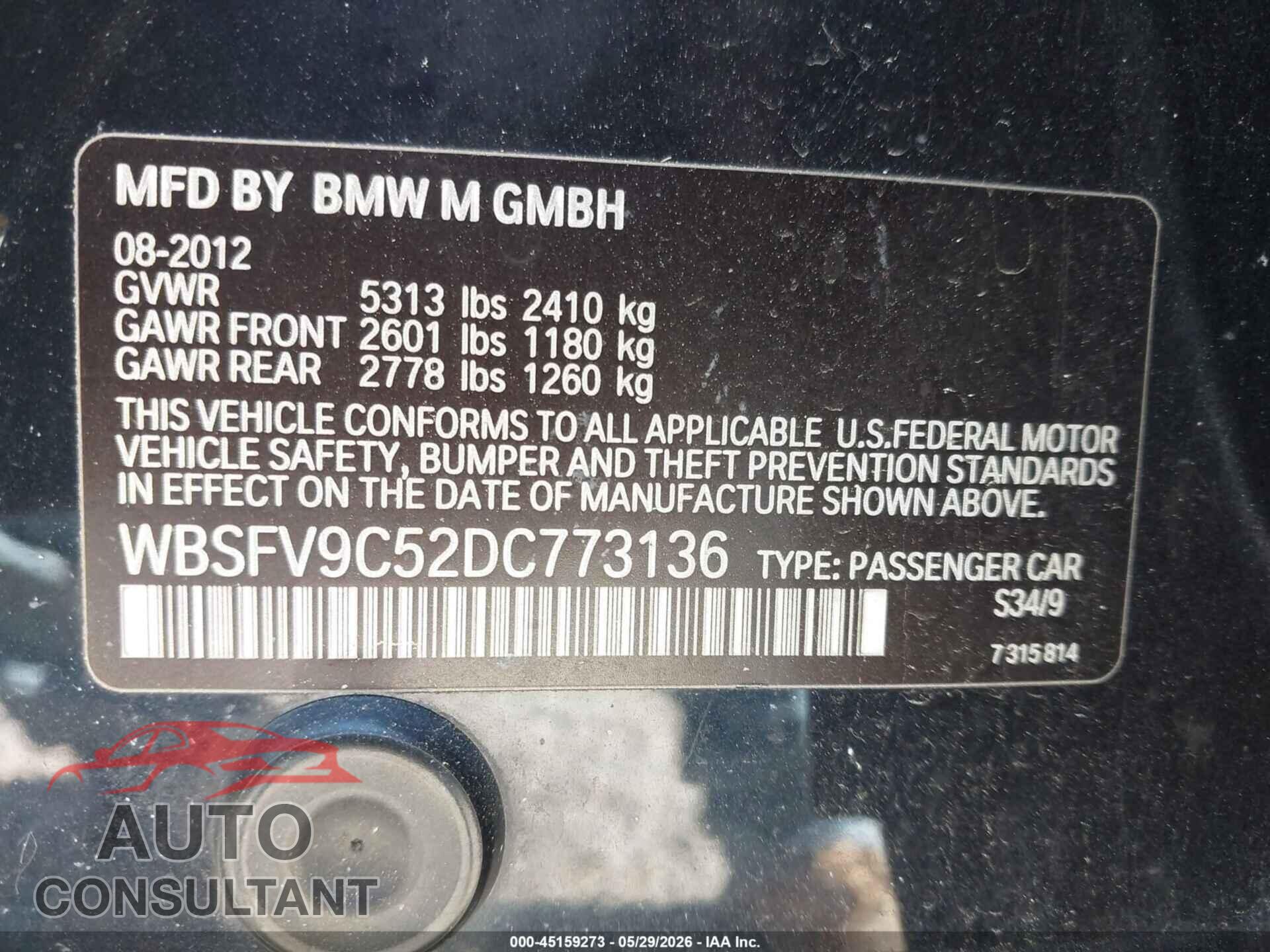 BMW M5 2013 - WBSFV9C52DC773136