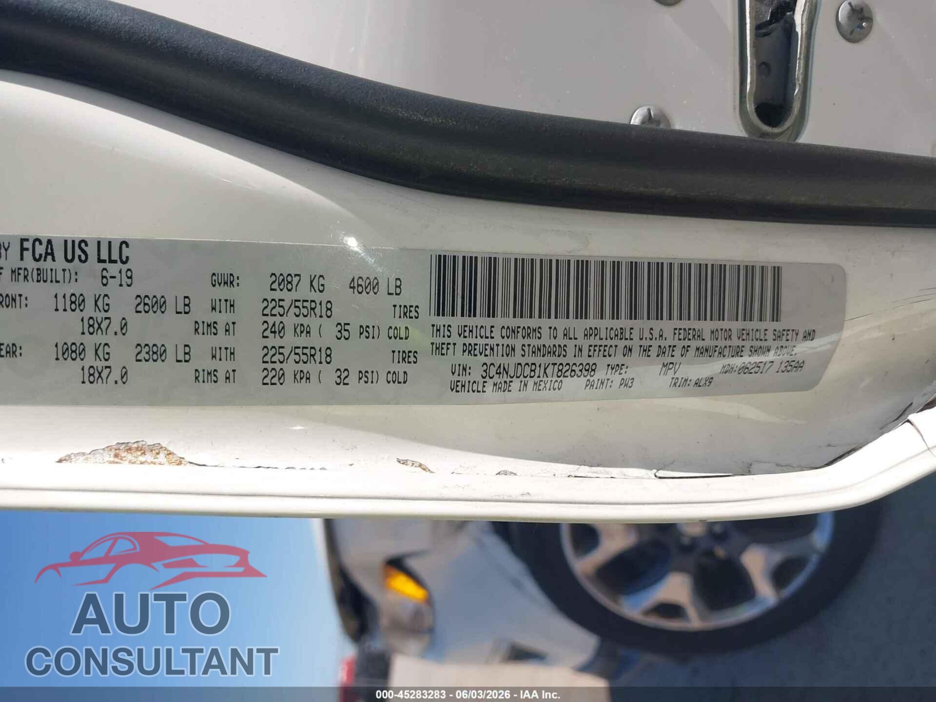 JEEP COMPASS 2019 - 3C4NJDCB1KT826398