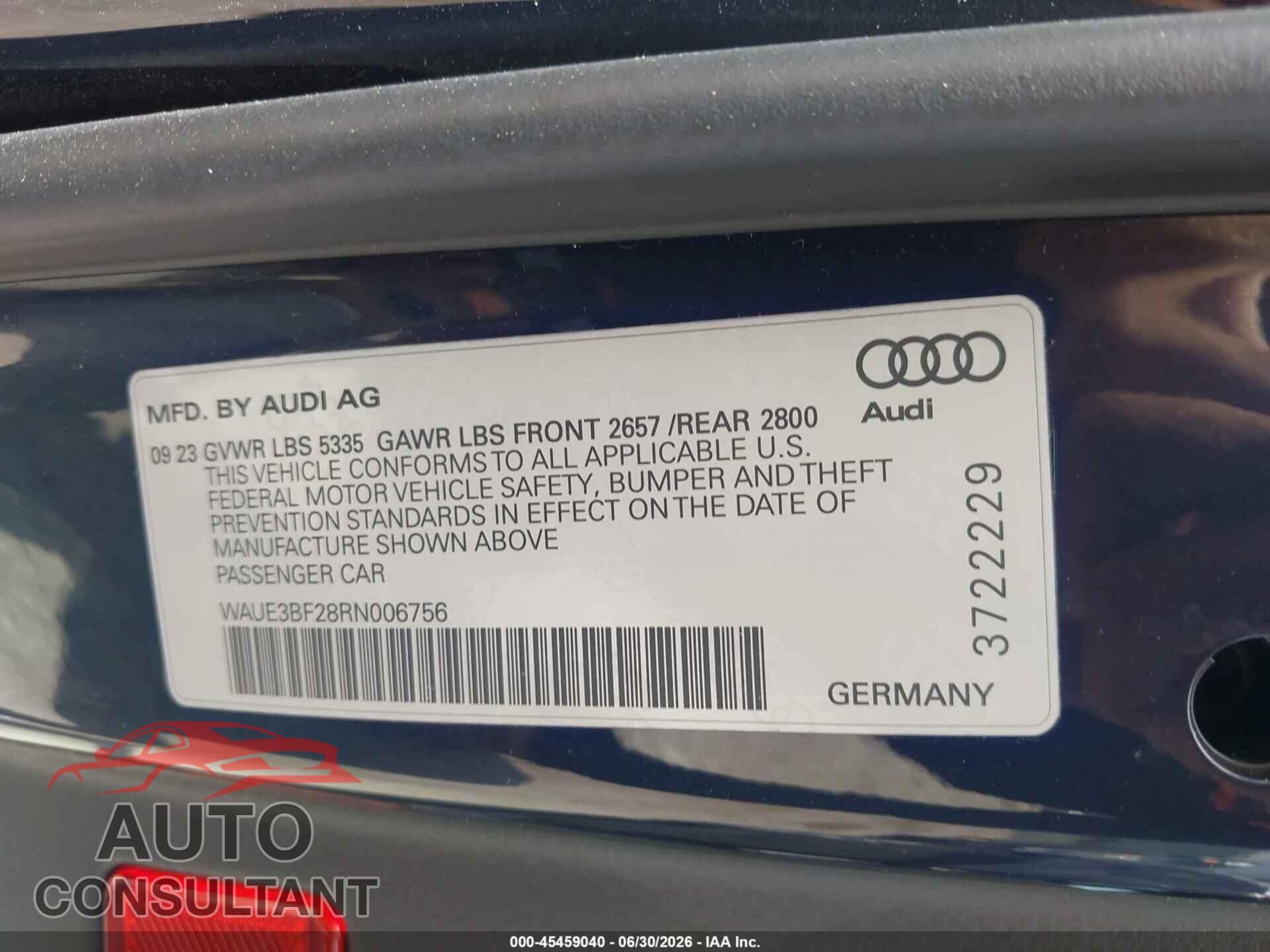 AUDI A6 2024 - WAUE3BF28RN006756