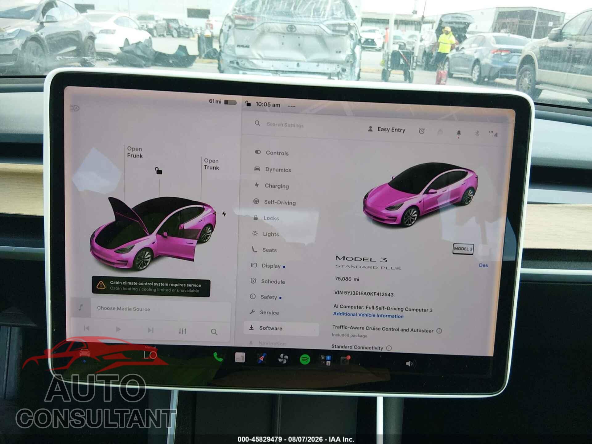 TESLA MODEL 3 2019 - 5YJ3E1EA0KF412543