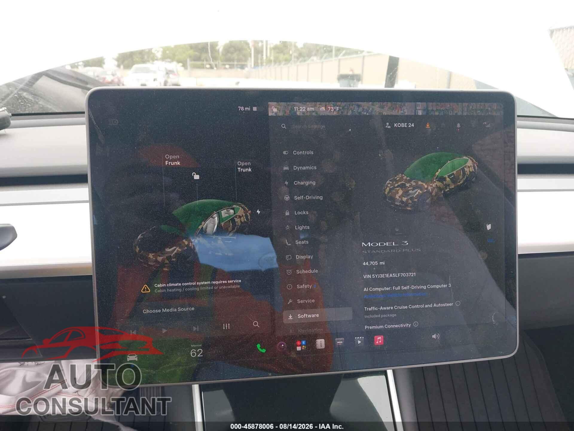 TESLA MODEL 3 2020 - 5YJ3E1EA5LF703721