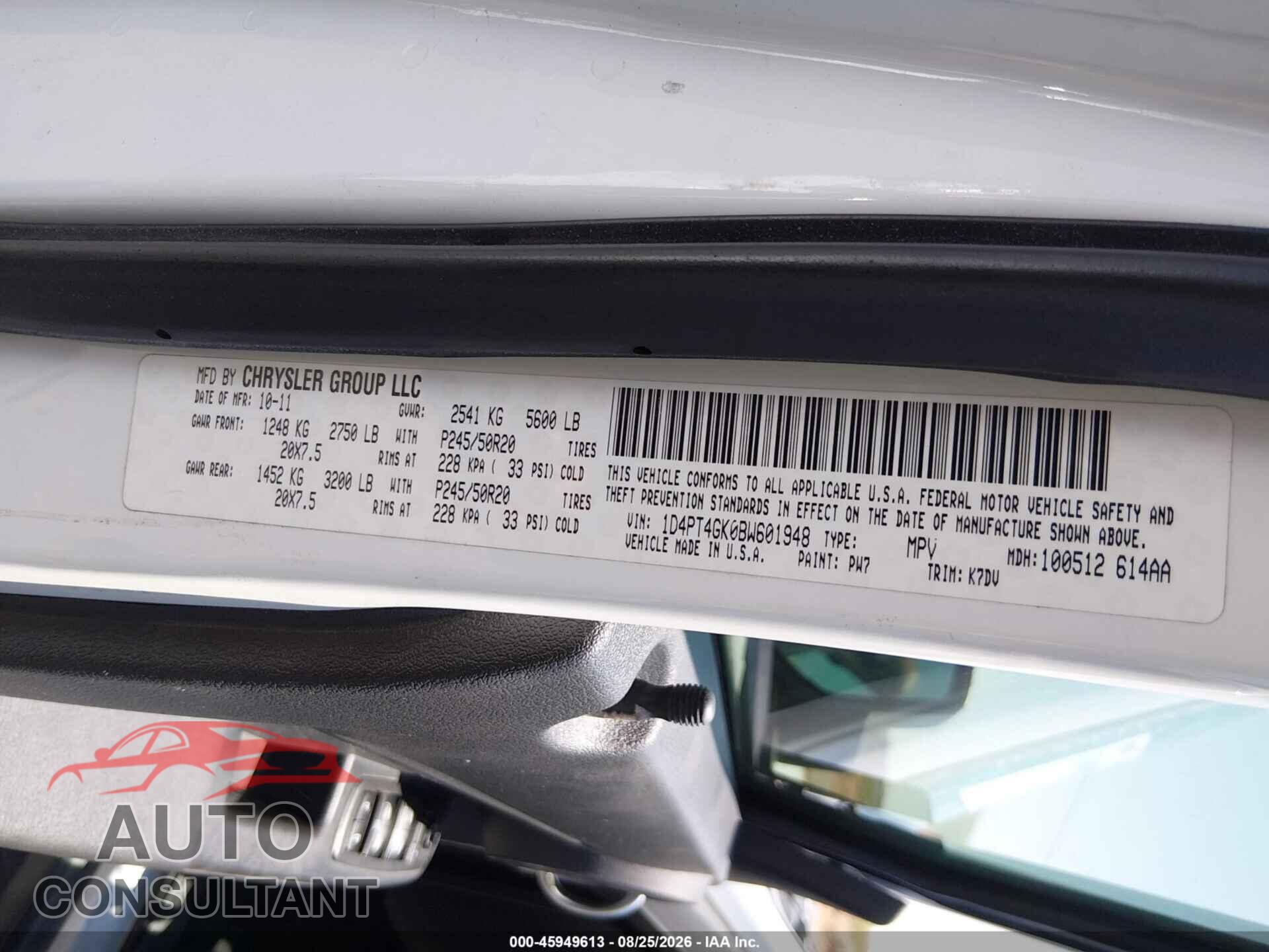 DODGE NITRO 2011 - 1D4PT4GK0BW601948