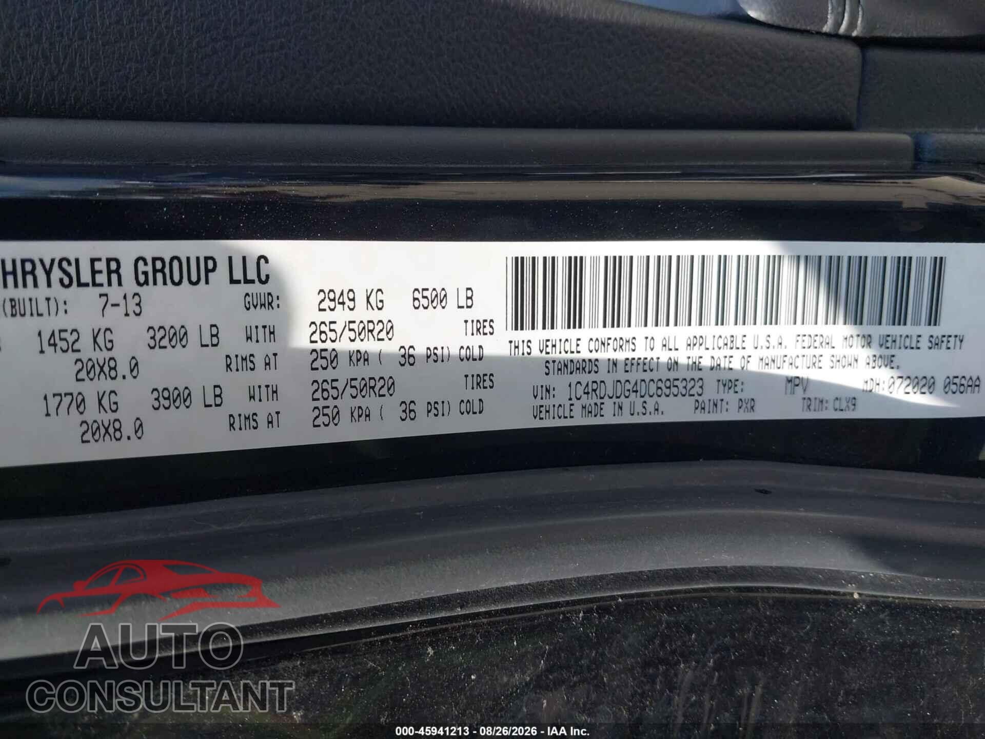 DODGE DURANGO 2013 - 1C4RDJDG4DC695323